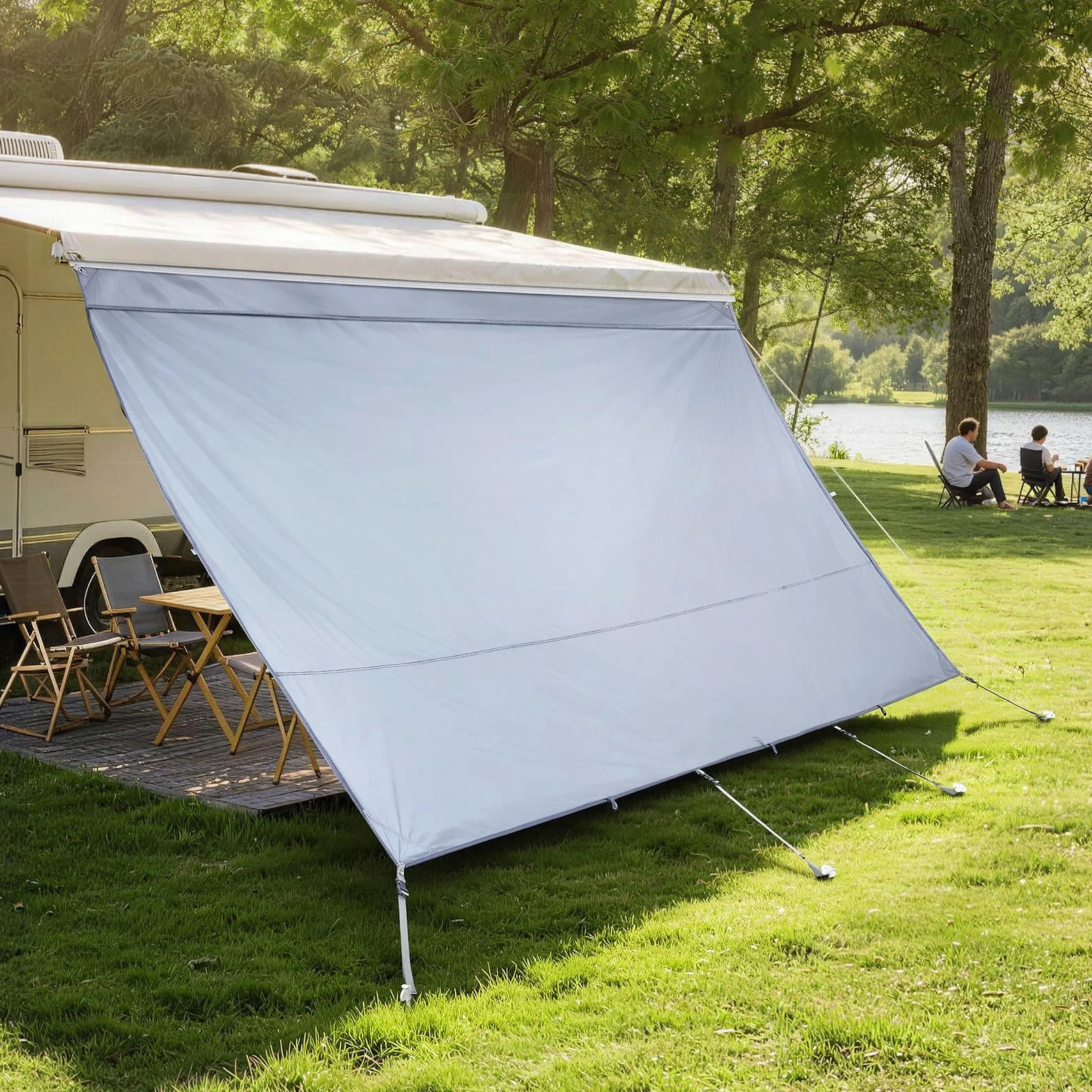 VEVOR Parasole per Camper Roulotte 2 x 3,7 m Pannello Frontale Tenda da Sole Poliestere Anti UV50+