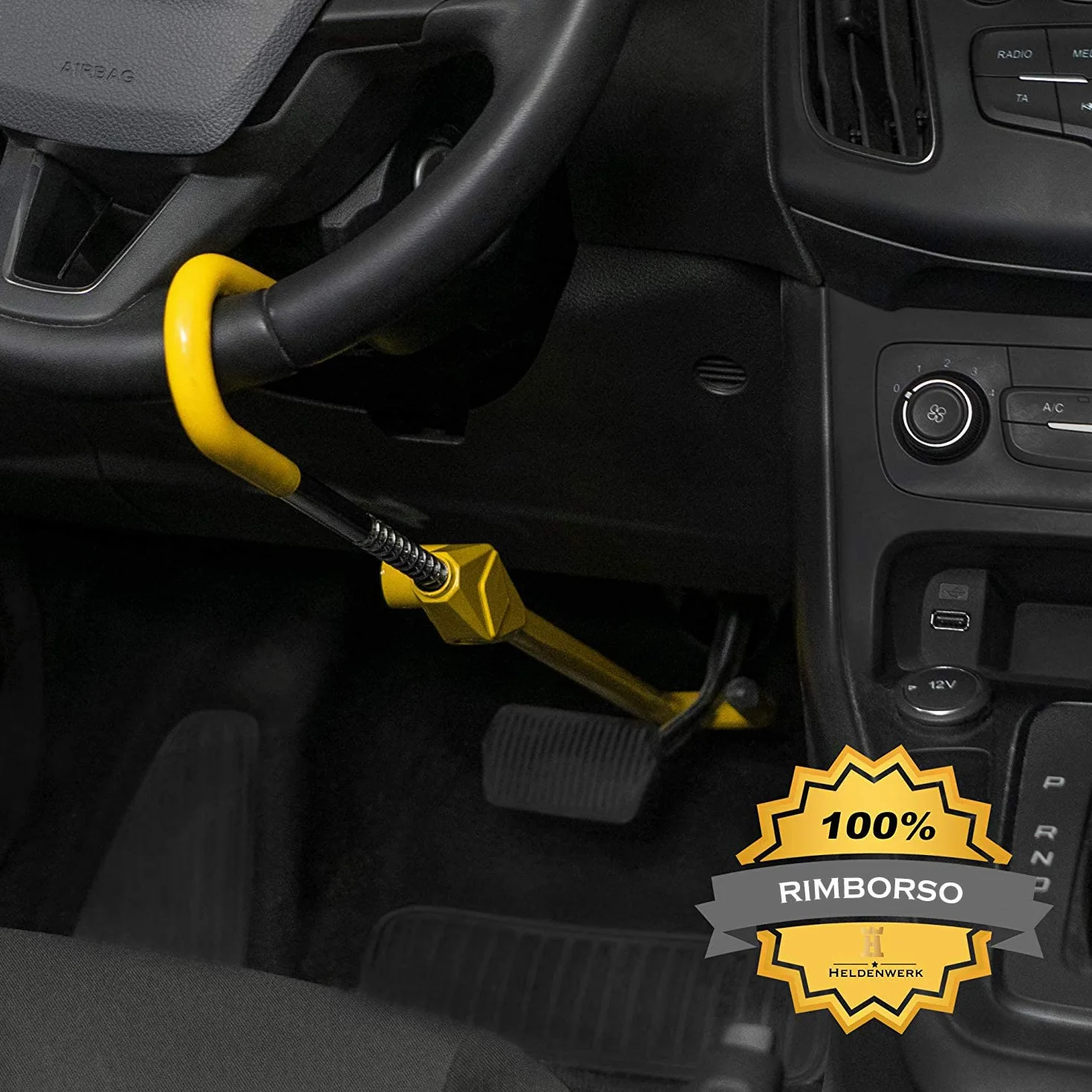Heldenwerk Canna Antifurto per Auto Barra Blocco Volante Universale con Chiavi