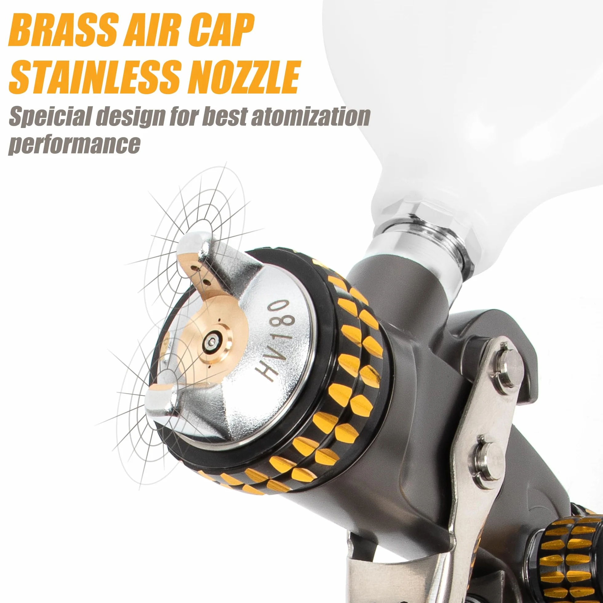BEETRO HVLP Pistola a Spruzzo ad Aria Compressa per Vernici Trasparenti Ugello in Acciaio Inox da 1,0 mm capacità di 150 ml 7,0 CFM 22 psi