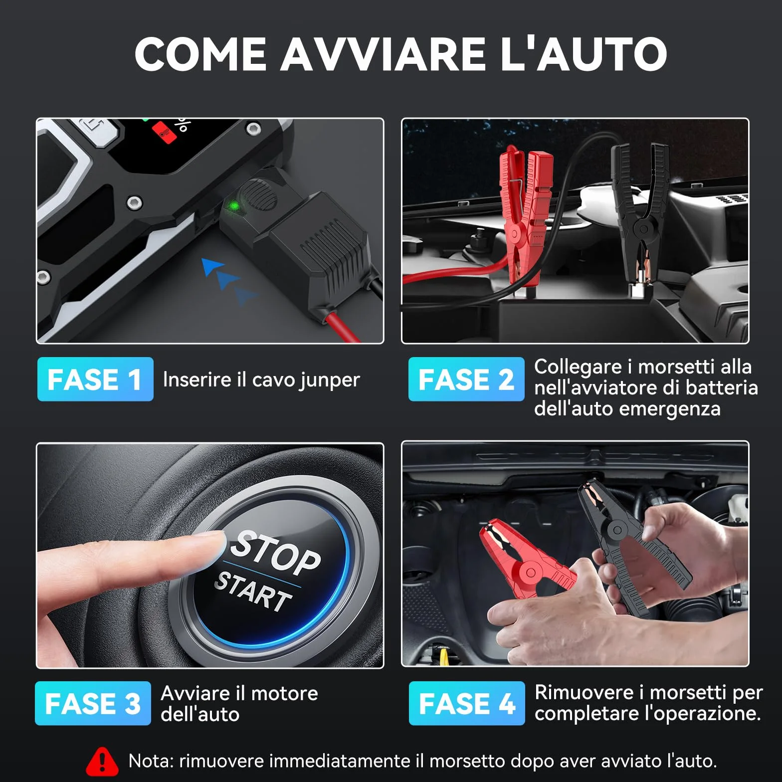 ACEZUK Avviatore Batteria 7000A Jump Start Portatile con LED LCD Booster Avviamento