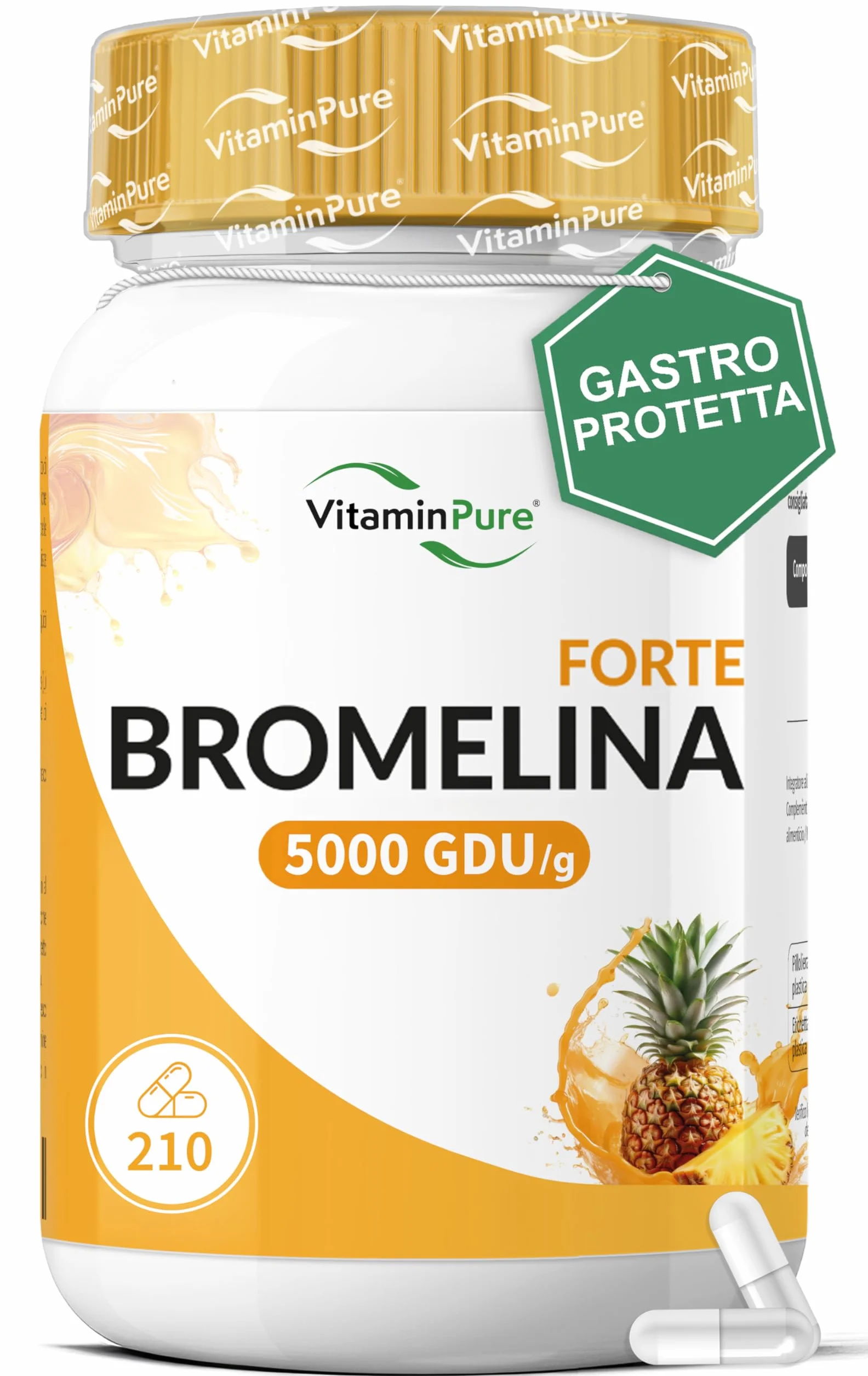 Bromelina Forte 5000 GDU/g 210 Capsule Gastro-Resistenti Integratore Ananas