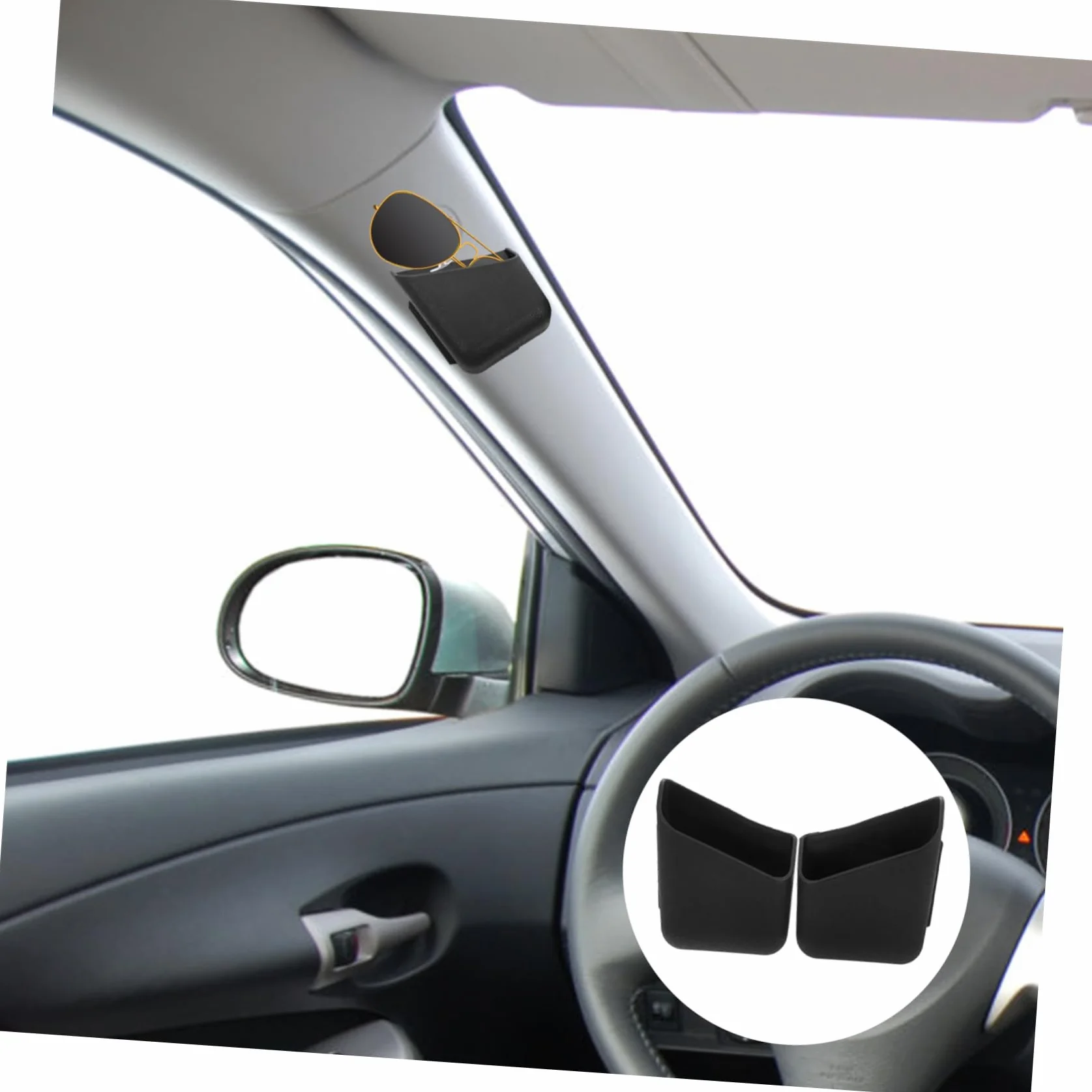 TIDTALEO Contenitore Portaoggetti Adesivo per Auto 2 Pezzi, Organizer Multifunzione per Occhiali, Telefono e Carte, Custodia Salvaspazio Resistente per Interni Auto Eleganti e Sicuri