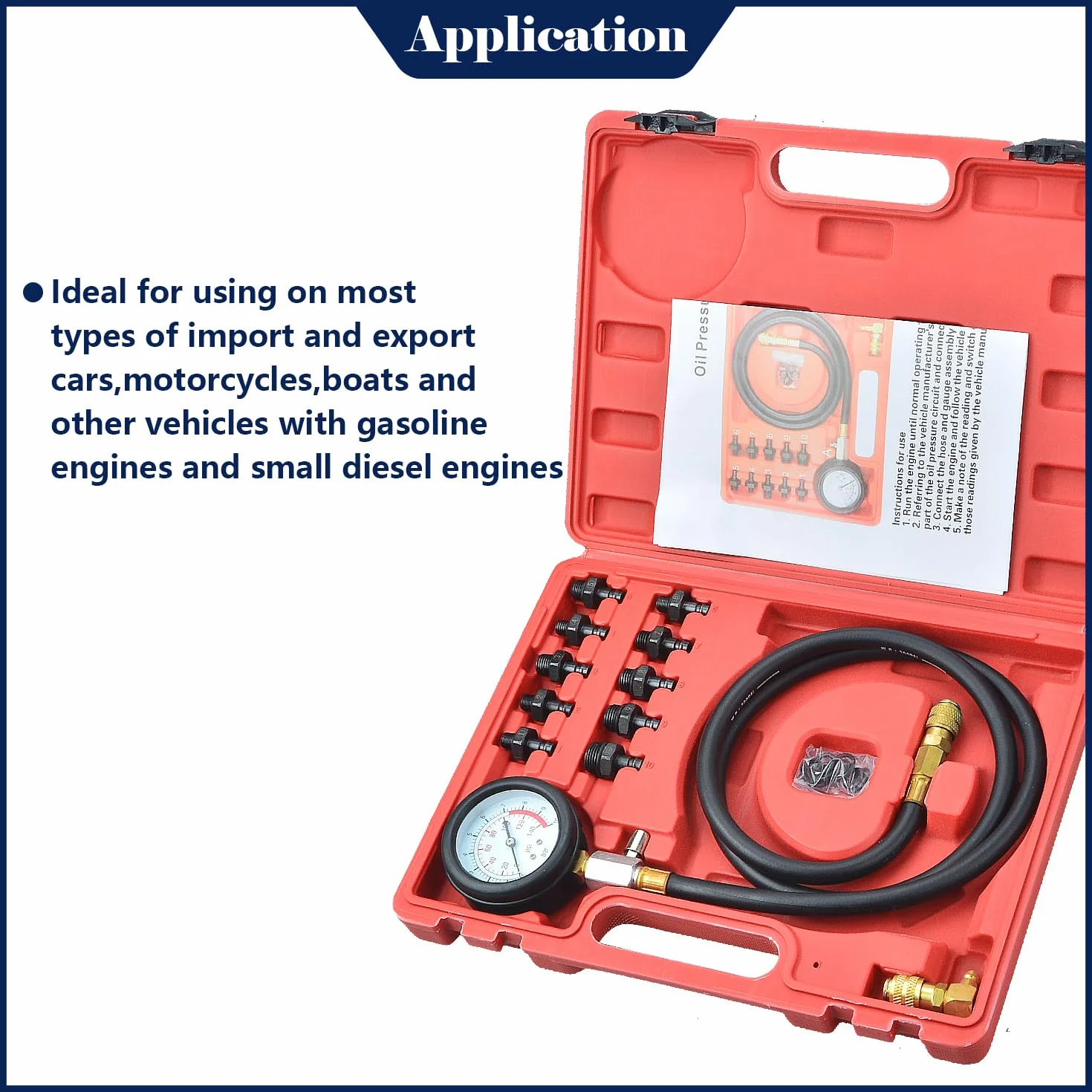 Strumento per Tester della Pressione dell'olio combustibile del Motore Kit manometro dell'olio del Cilindro del Motore Set di Test diagnostici dell'olio con adattatori