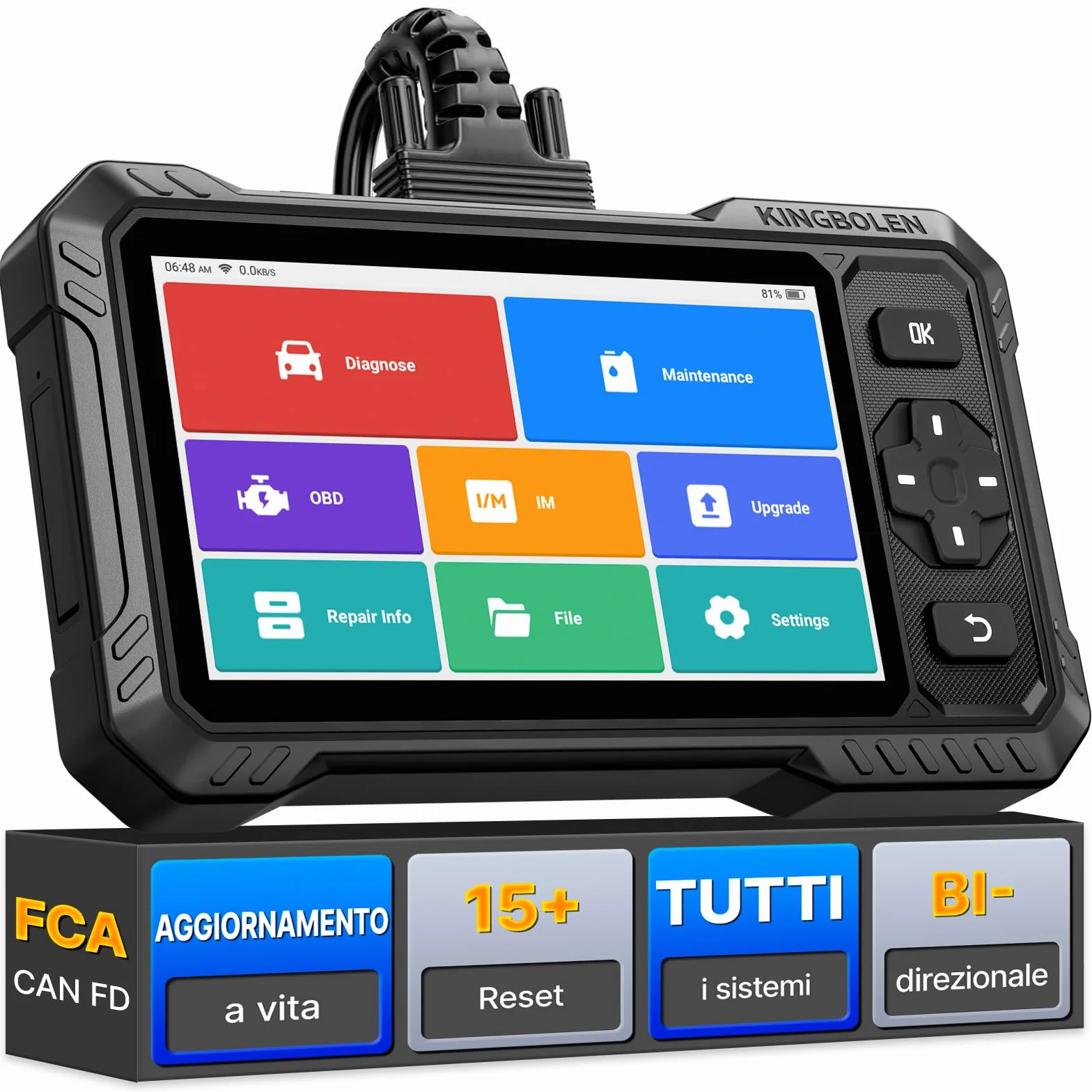 KINGBOLEN S6 Elite Diagnosi Auto Bidirezionale OBD2, Diagnostica Avanzata, 15+ Reset, FCA SGW, CANFD
