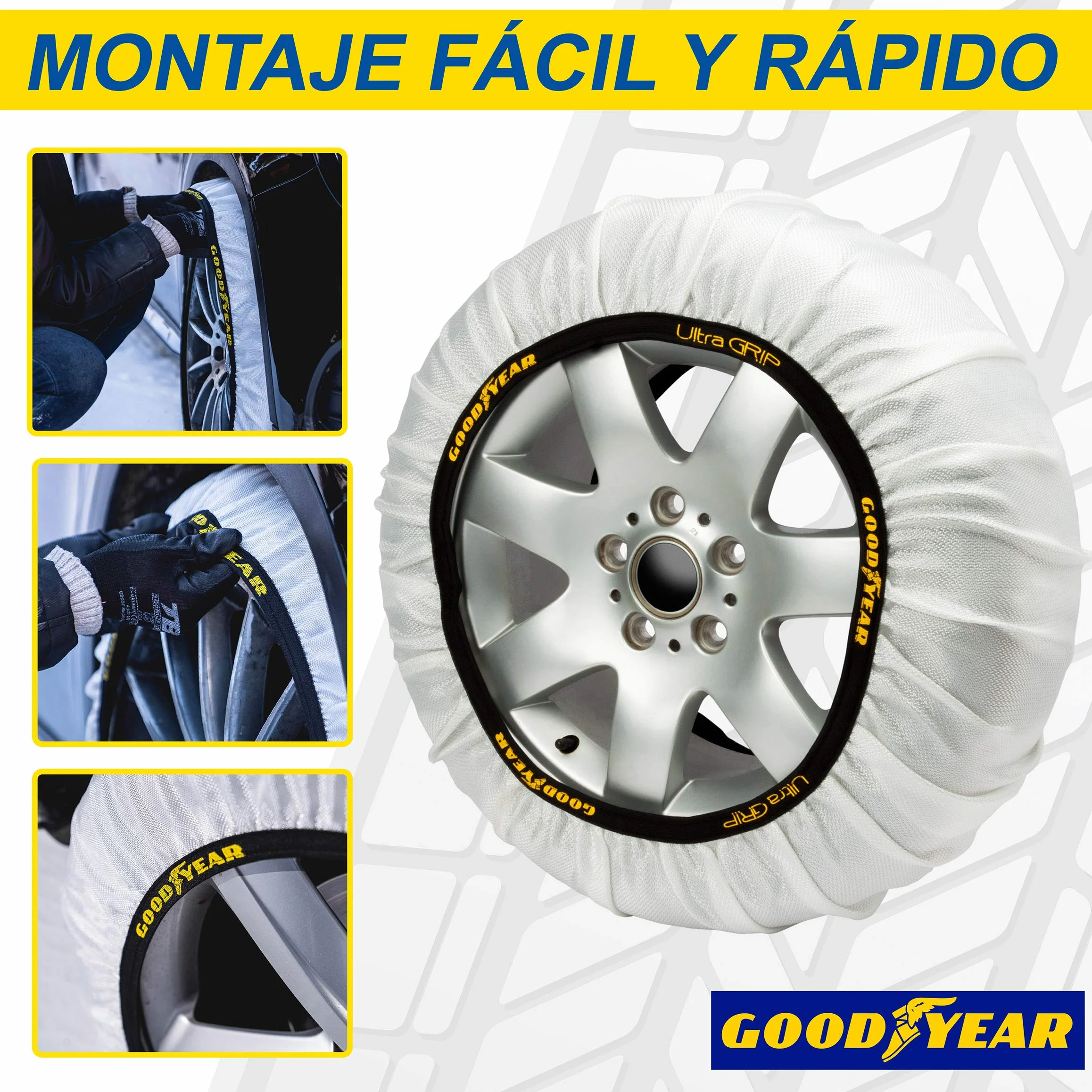 Goodyear Set di 2 Catene da Neve in Tessuto Ultra GRIP TAGLIA L per Auto R14-R20