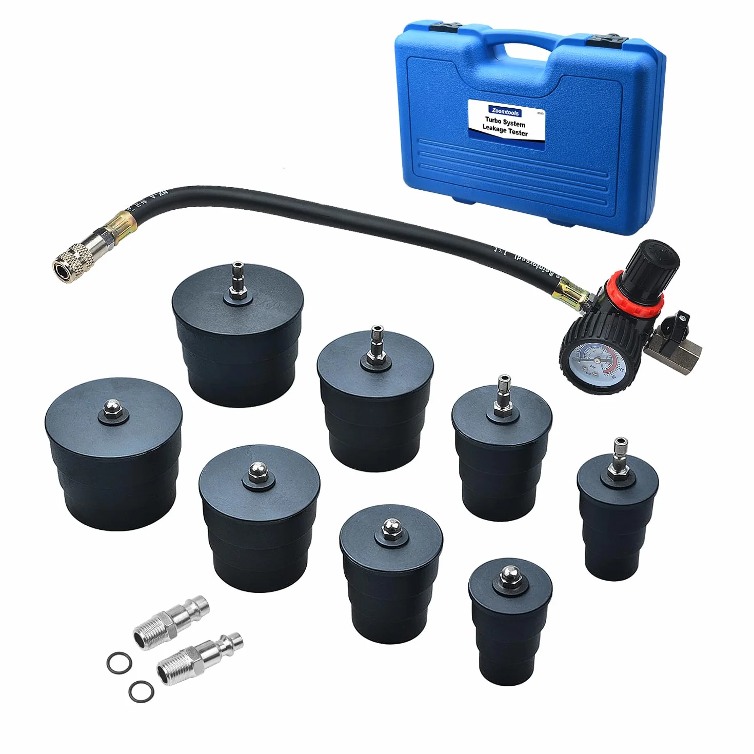Turbocompressore Boost Tester strumenti, facile da usare 4 paia di adattatori Turbo System Leakage Tester strumenti per Cool System per tubi da 1,38-1,37 cm