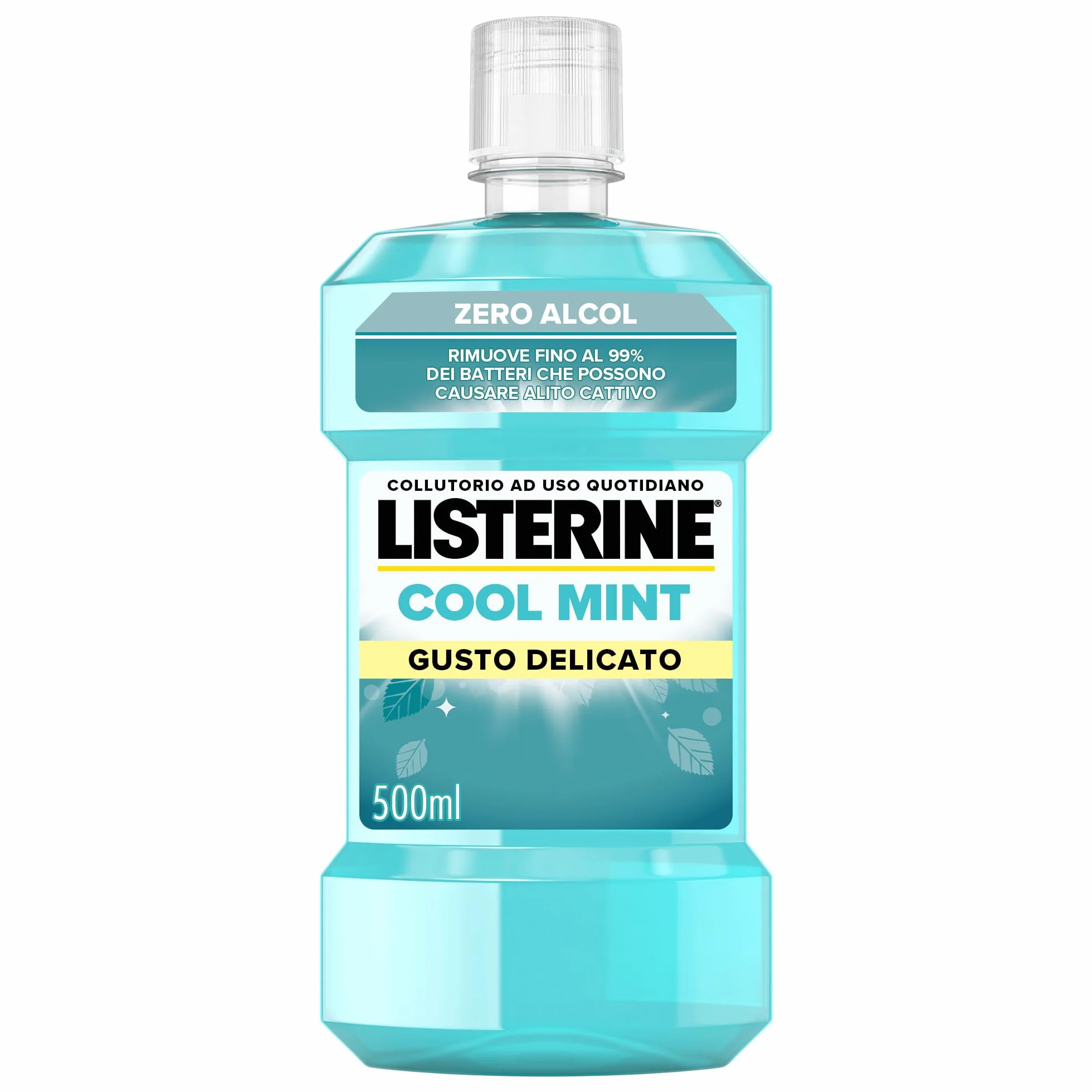 LISTERINE Cool Mint Collutorio 0% alcol Menta Oli Essenziali Antibatterici 500 ml