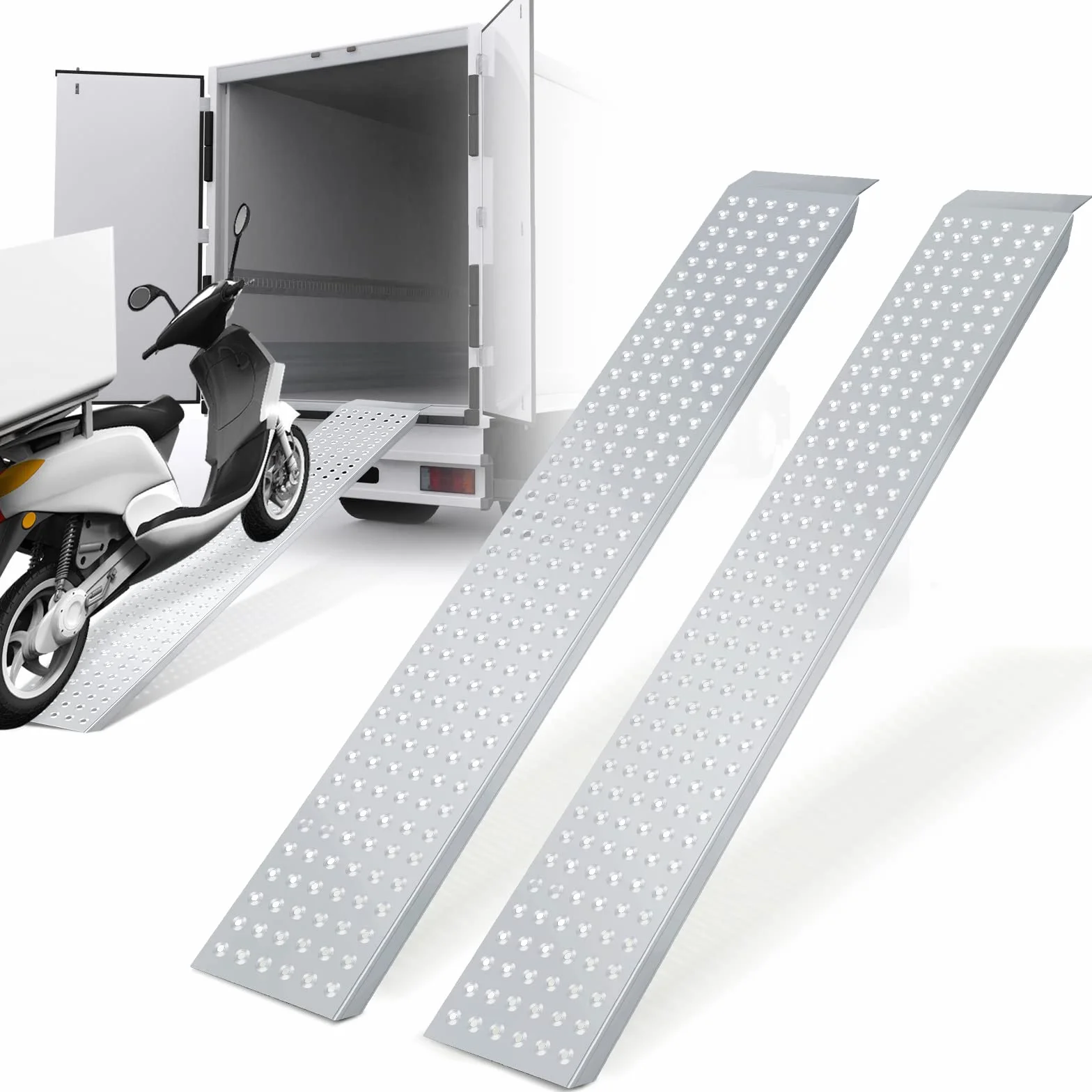 Sonnewelt Rampa di Carico x2 400 kg per Rimorchio, Moto e Auto - Guida Antiscivolo Zincata, 2 Pezzi, 160 cm