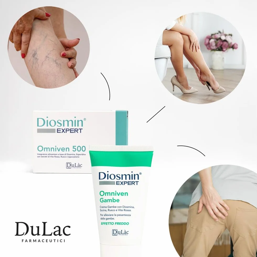 KIT 2in1 OMNIVEN GAMBE LEGGERE Diosmina Esperidina Integratore Crema Effetto Freddo Gambe Gonfie Vene Varicose