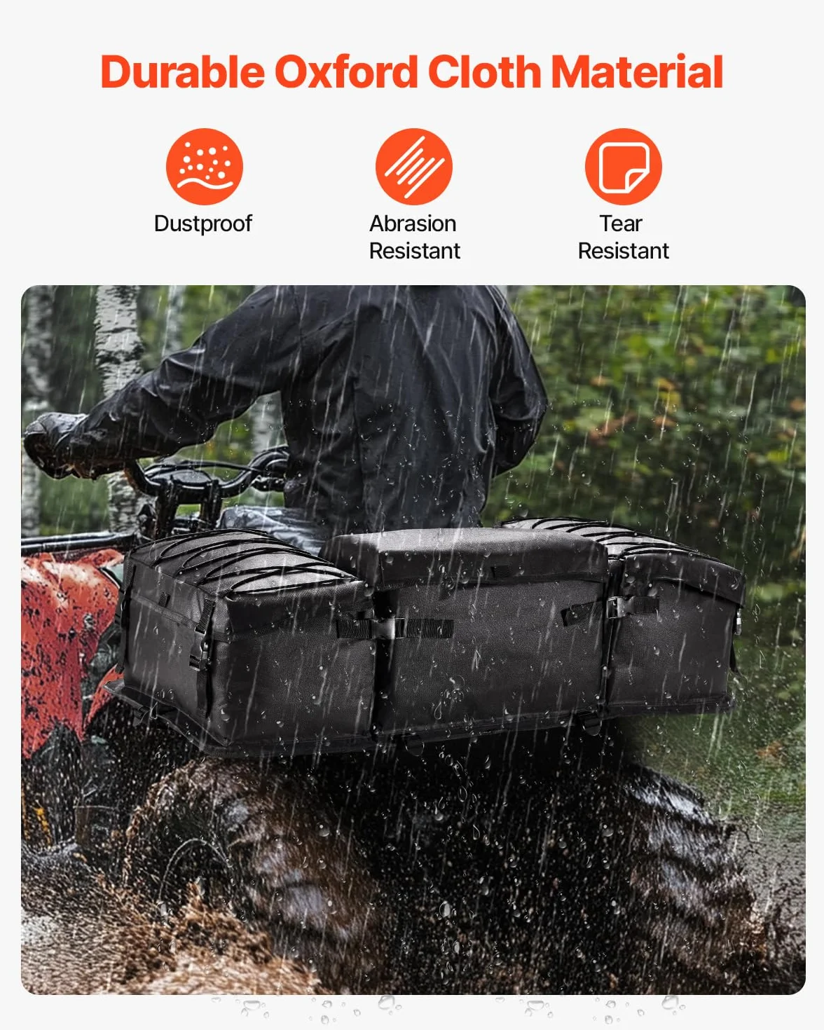 VEVOR Borsa Portaoggetti Posteriore ATV 50 L Tessuto Oxford 600D con Cuscino in Spugna e Portabottiglie