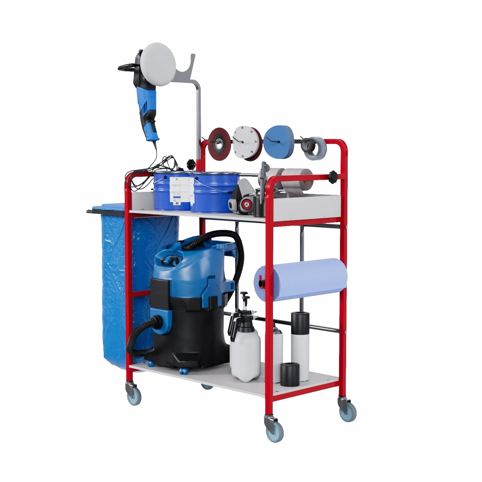 Carrello universale con ruote per lavori di verniciatura e officine