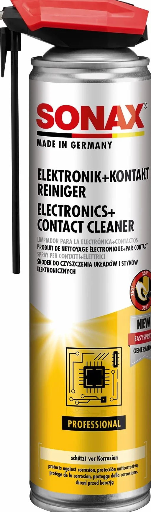 SONAX Spray per contatti elettrici (400 ml) pulisce connettori e altre parti elettriche + assicura un eccellente flusso di corrente | Art. N. 04603000