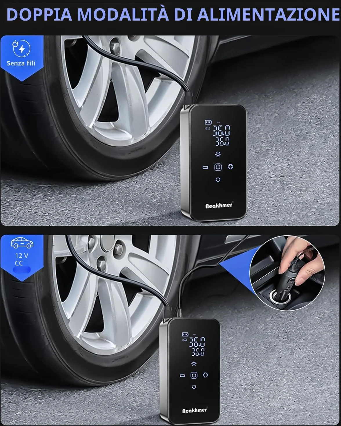 Mini Compressore Aria Portatile 150 PSI Gonfiatore Elettrico 6000 mAh Pompa 12 V per Auto Bicicletta Moto