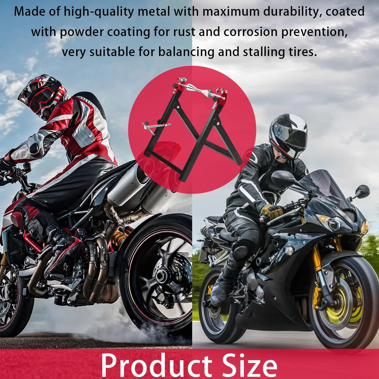 Equilibratrice per Ruote, Supporto per Equilibratura Ruote Pieghevole da 34,2 * 37,2 * 39cm Supporto di Equilibratura per Moto con Tutti Gli Accessori di Installazione per Pneumatici da 5 * 23 Pollici