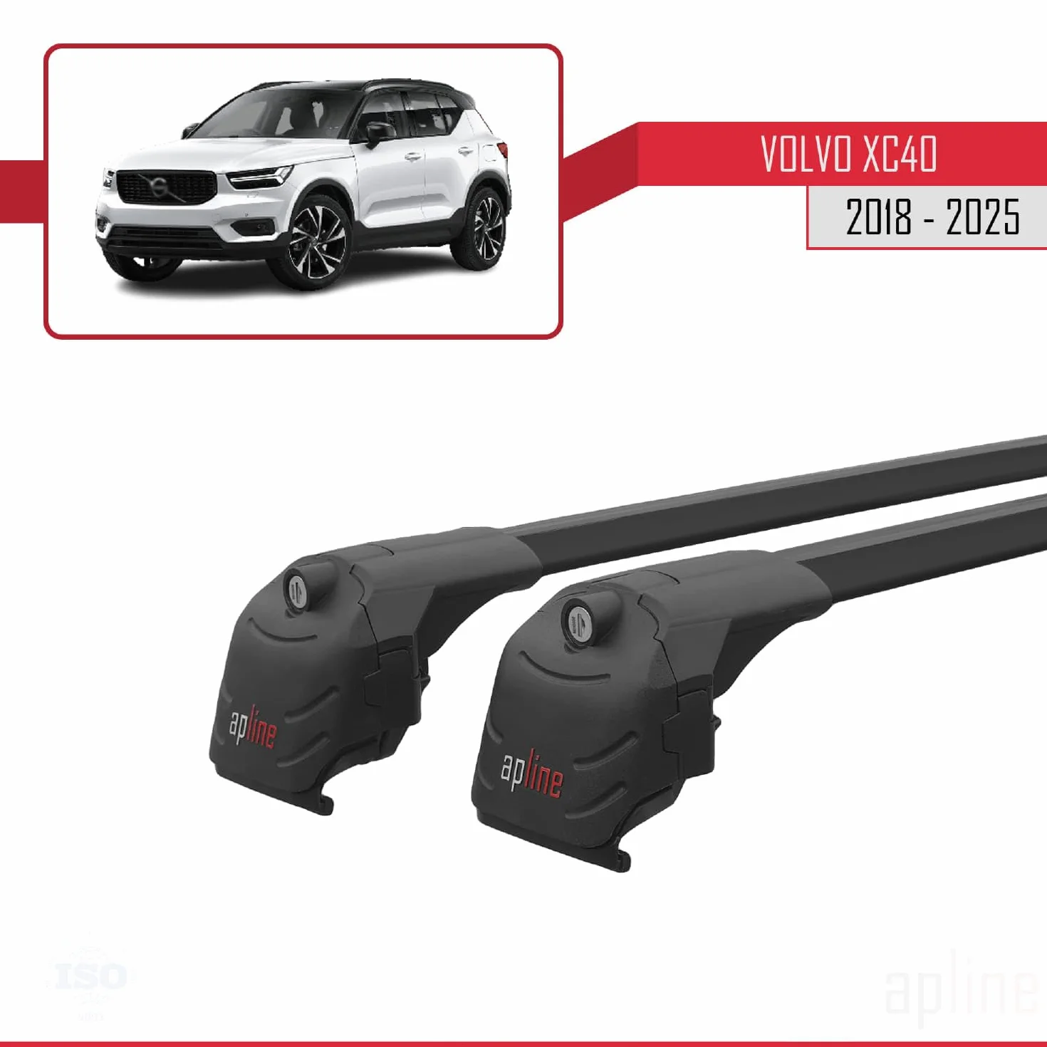 Compatibile con Volvo XC40 2018-2023 Barre Portatutto ACE-2 Portapacchi Barre Tetto NERO
