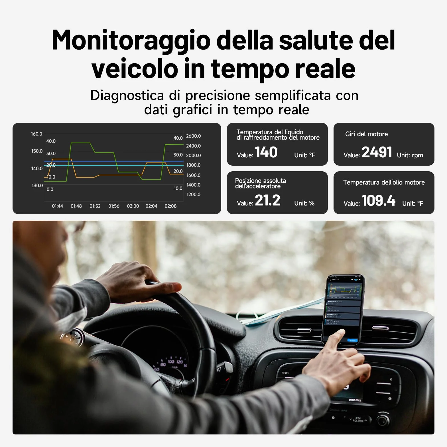 TOPDON CarPal-A OBD2 Diagnosi Auto Bluetooth Professionale Italiano, 6 Servizi Reset, AutoVIN, Ispezione Motore