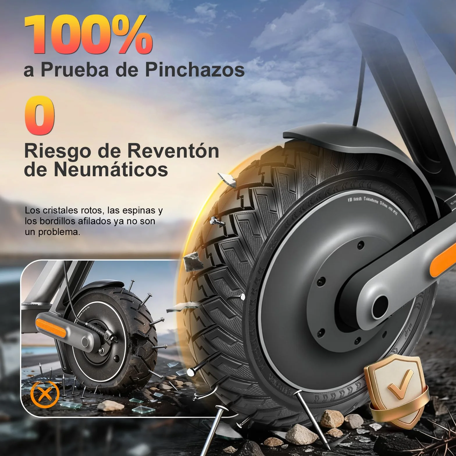 250 x 64 pneumatici completi per Xiaomi 4 Ultra, Navee S65, Navee S65C, scooter elettrico 250 x 64 fuoristrada, pneumatici solidi da 10 pollici, pneumatici in gomma piena, accessori di
