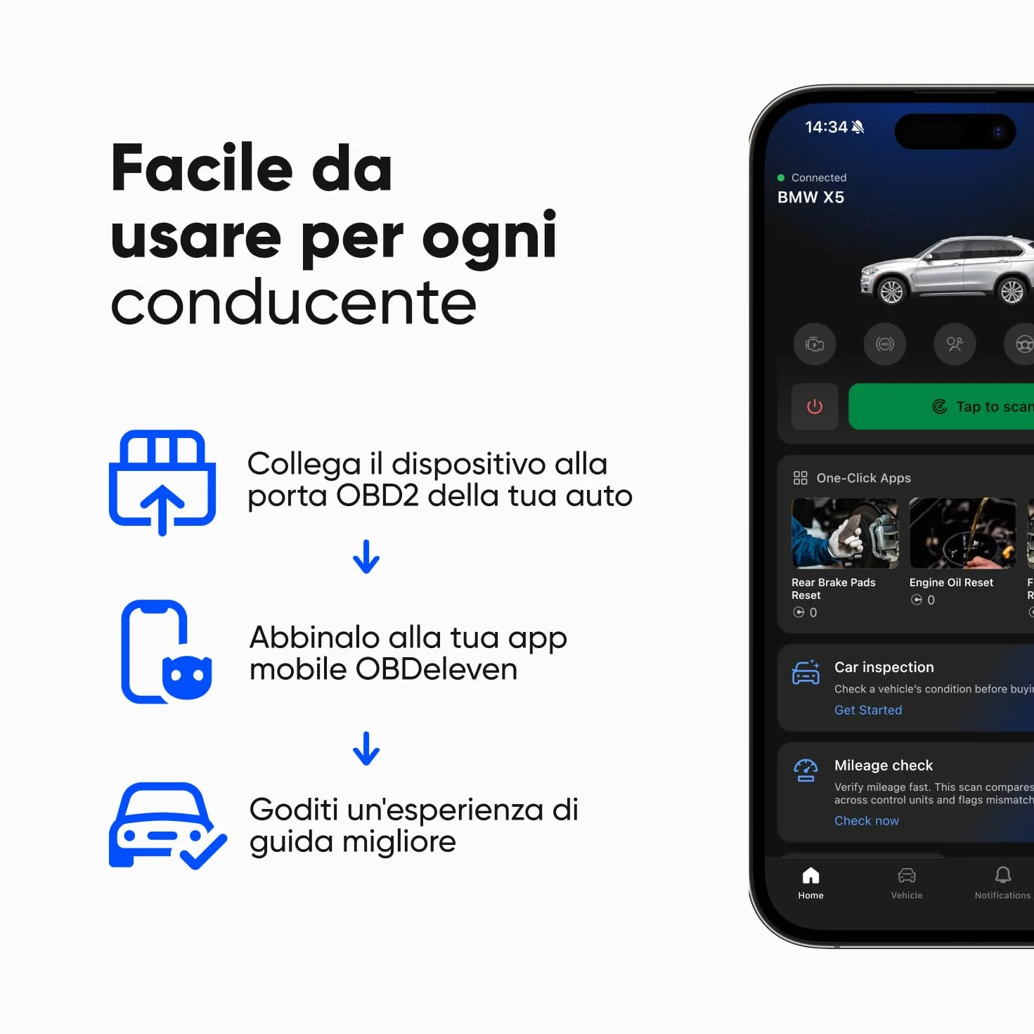OBDeleven 3 Bluetooth OBD2 Auto Diagnostica Lettore di codici diagnostici Scanner per auto iOS e Android