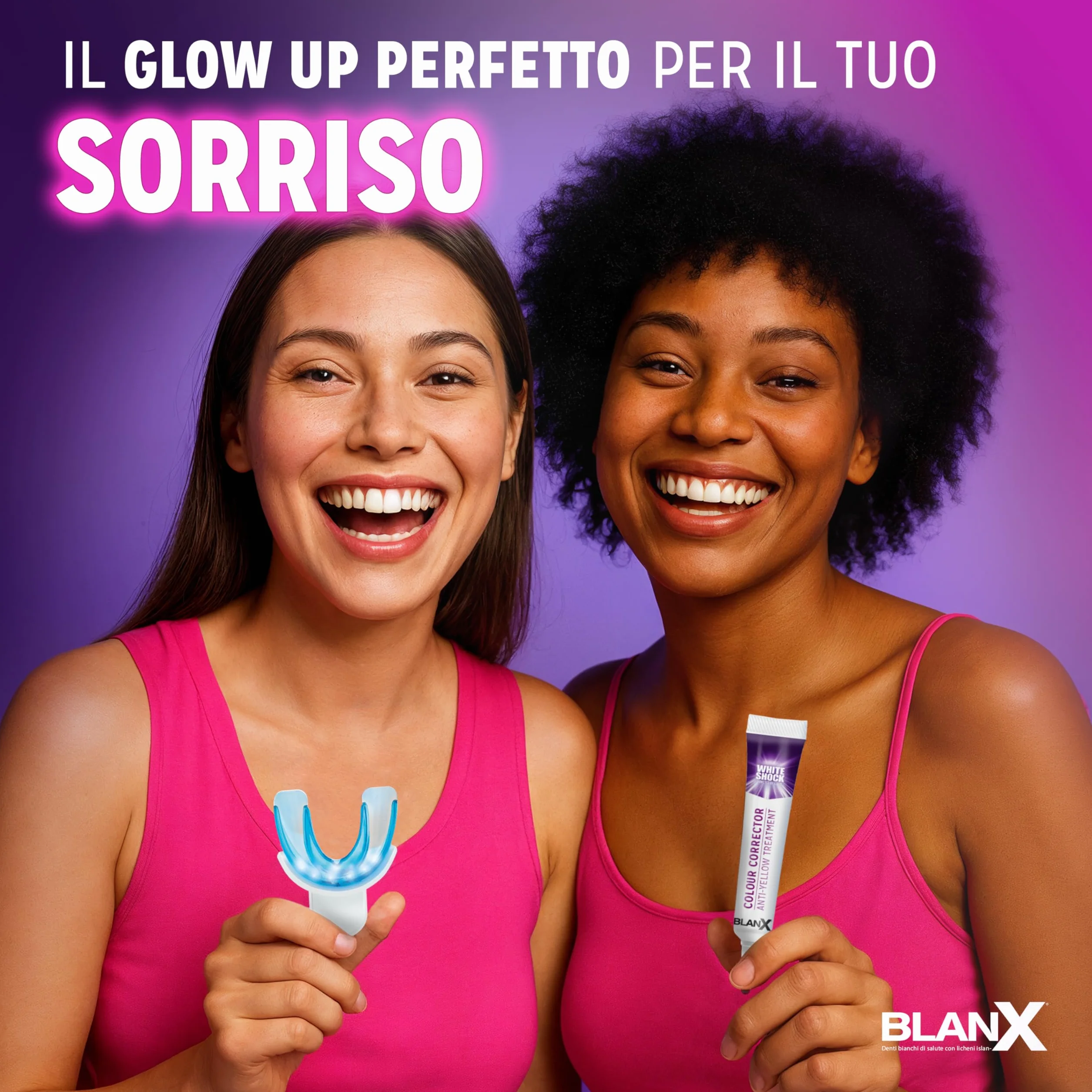 BlanX White Shock Purple Corrector Trattamento Sbiancante Antigiallo 20ml con Bite a Luce LED