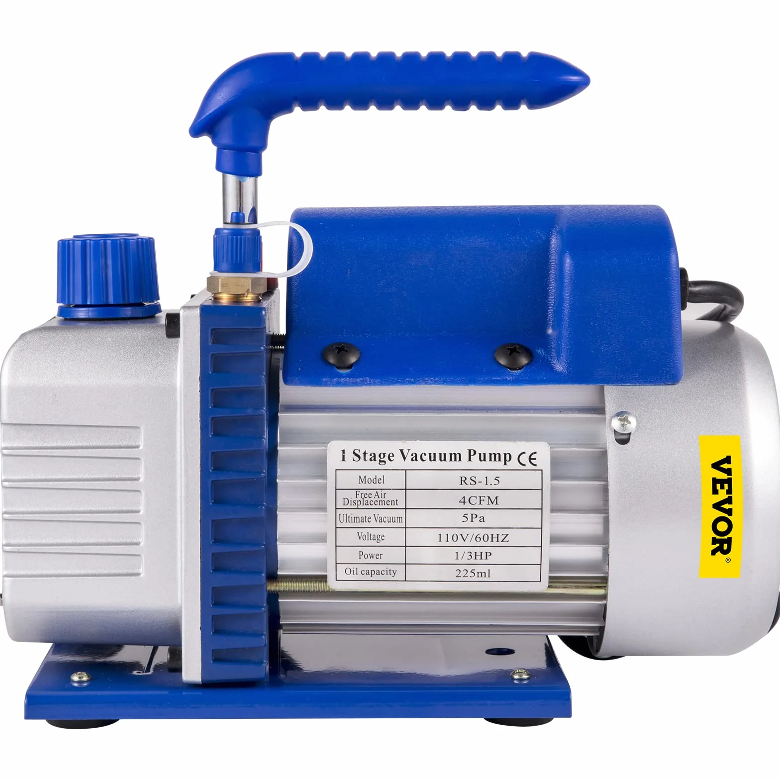 VEVOR Pompa per Vuoto Monostadio 7,57 L 113,26 L/min Kit Camera a Vuoto 26,9x10,2x20,6 cm