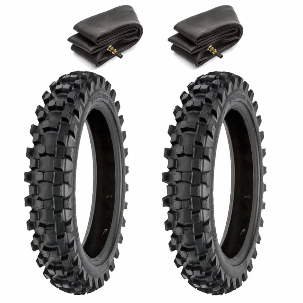 2 Copertoni 2.50 – 10 + Camere d’aria Pneumatici Tassellati 33J Cross Mini Moto Gomme Minicross