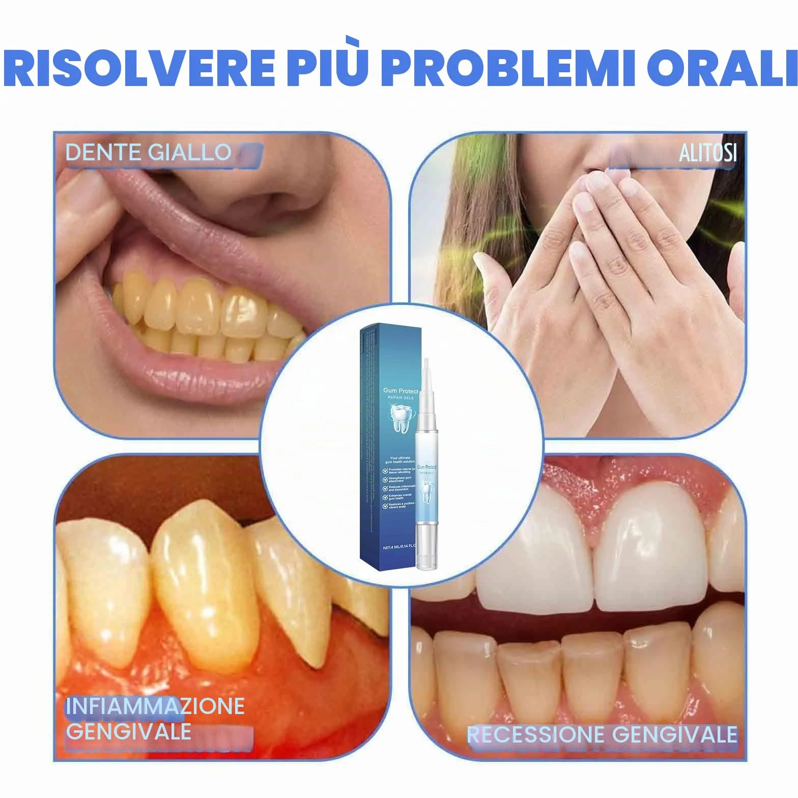 Gel per la terapia delle gengive Gum Protect e Repair Cura intensiva rigenerazione trattamento parodontale