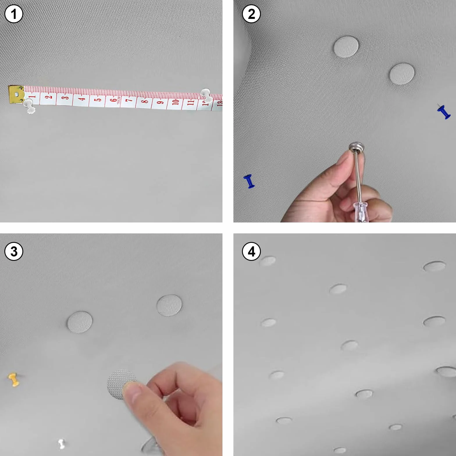 100Pcs Kit Riparazione Cielo Auto, Riparazione Automobilistica Rivetti Pulsante di Riparazione con 100 Spilli Colorati 1 Cacciavite 1 Metro a Nastro per Tutte Auto (Grigio)
