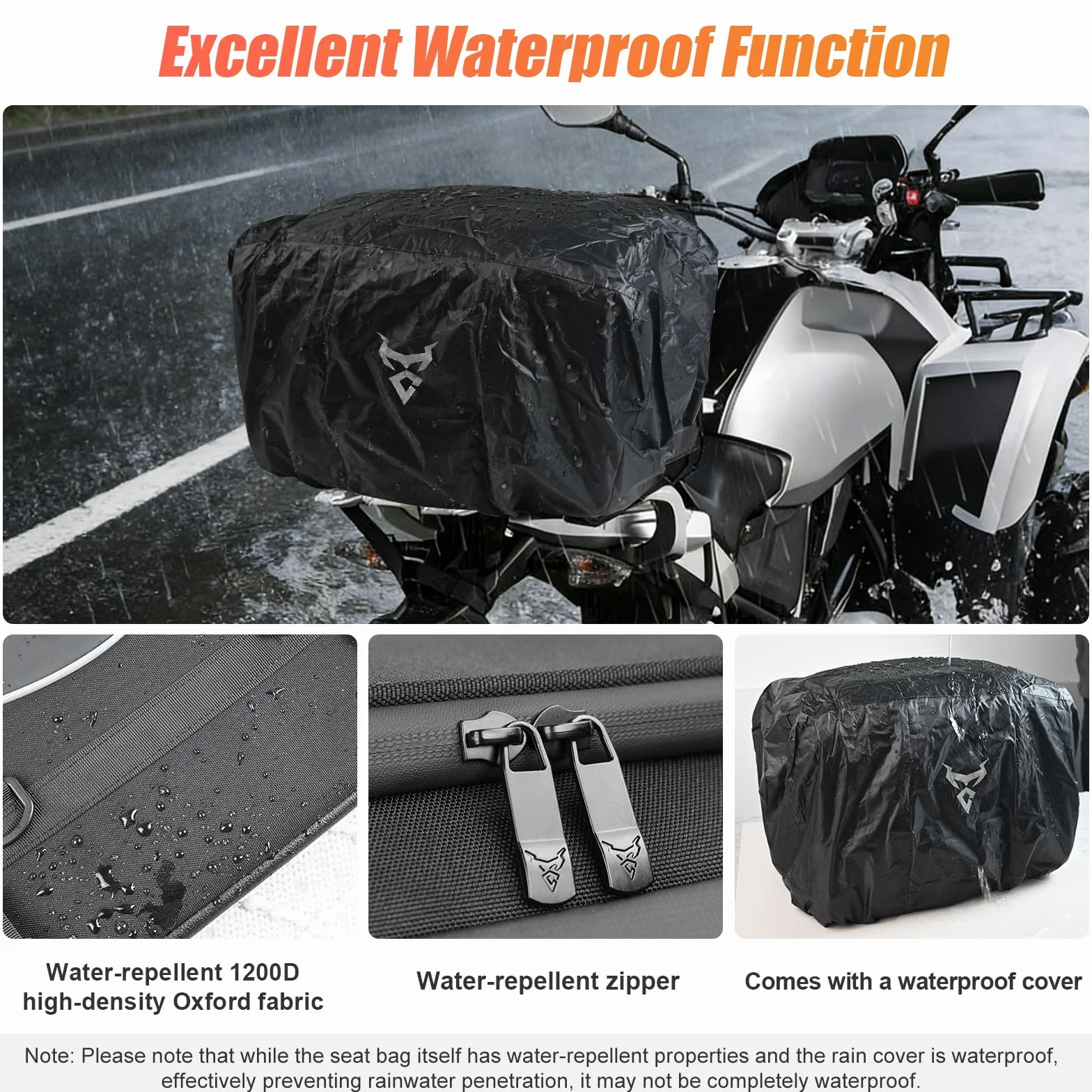 Borsa Moto Posteriore 45-60L Impermeabile Grigio
