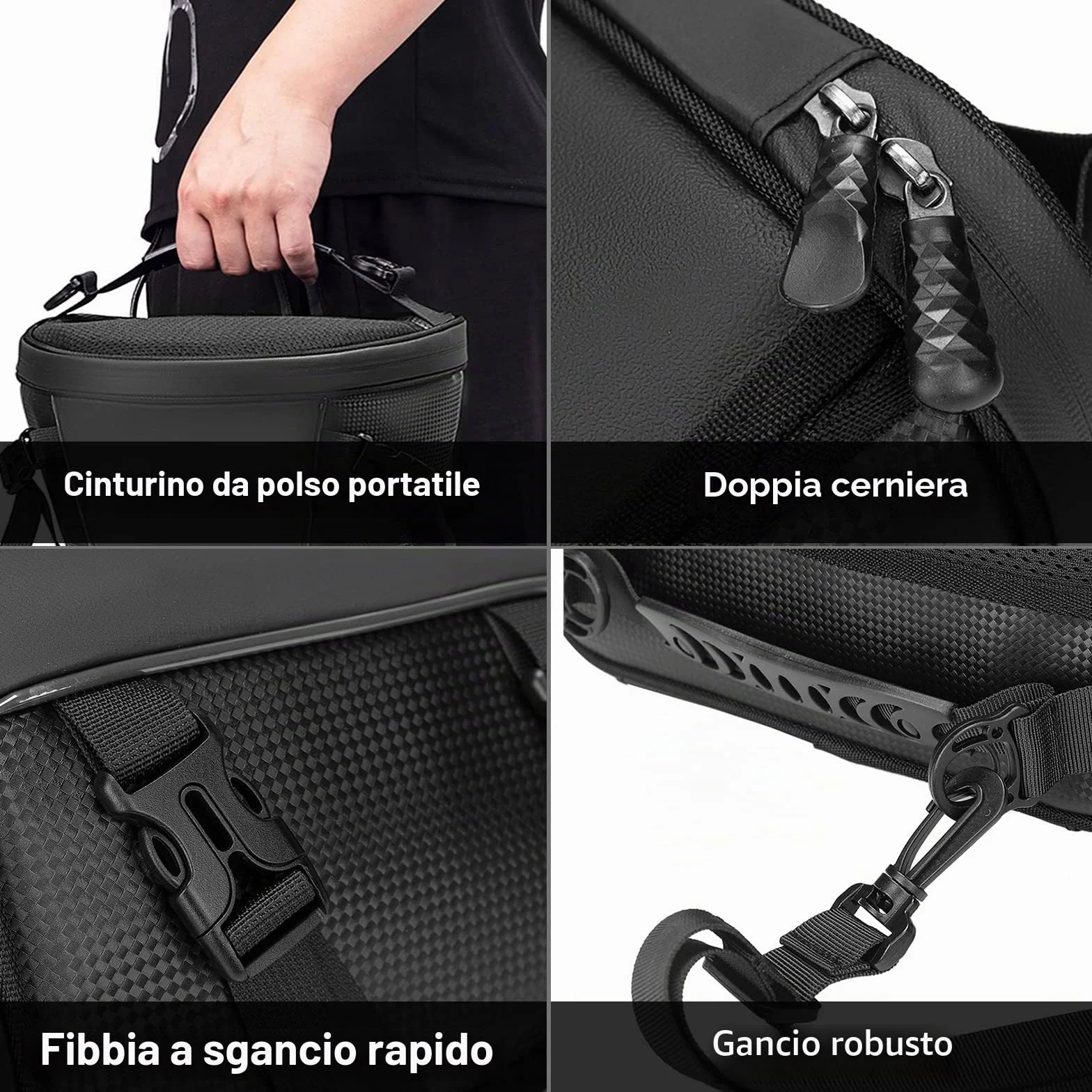 MOSISO Borsa Moto Posteriore 10L Impermeabile Poliestere Serbatoio Leggero con Tracolla, Nero