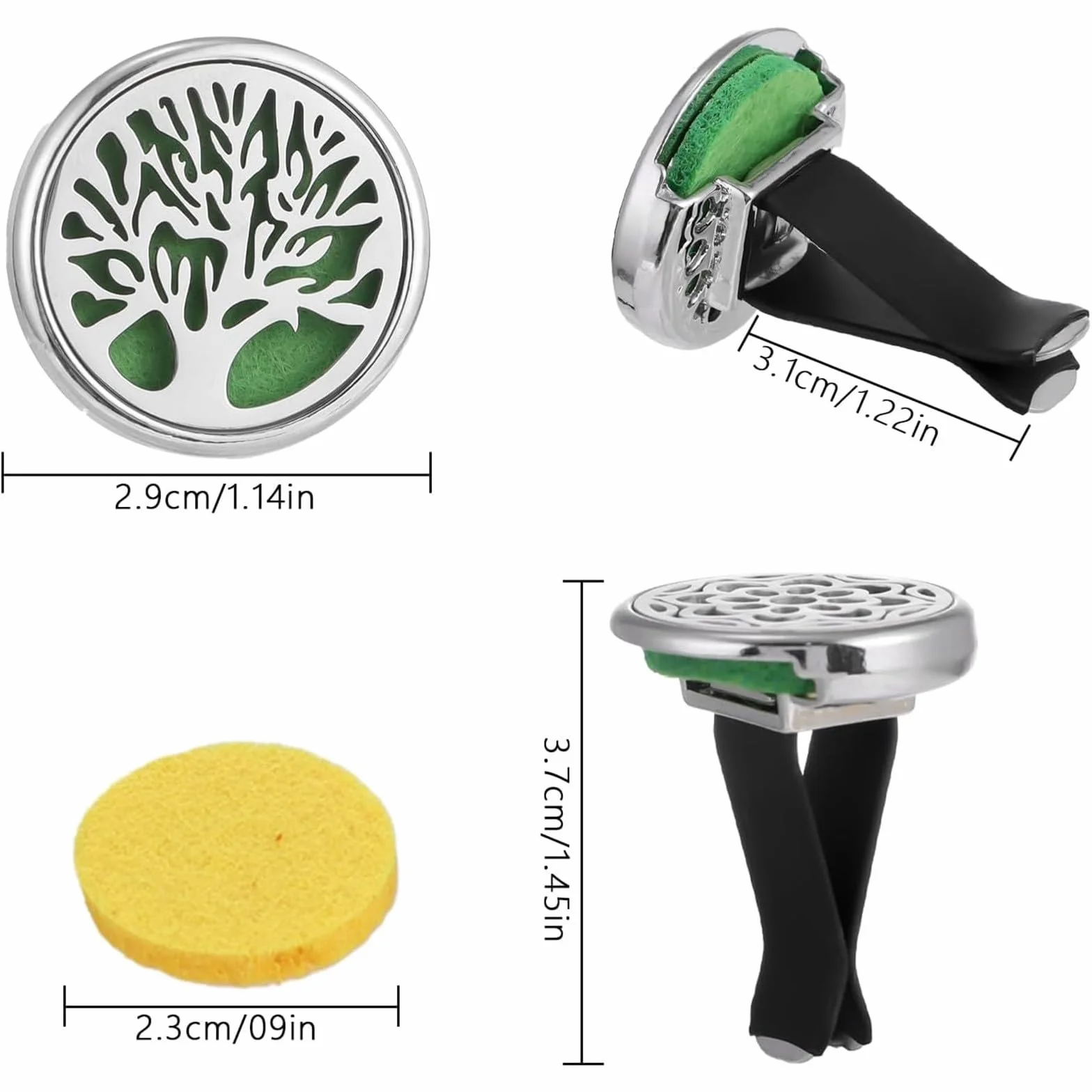 Diffusore Oli Essenziali Auto in Acciaio Inox, 2 Pezzi con 10 Feltro di Ricambio