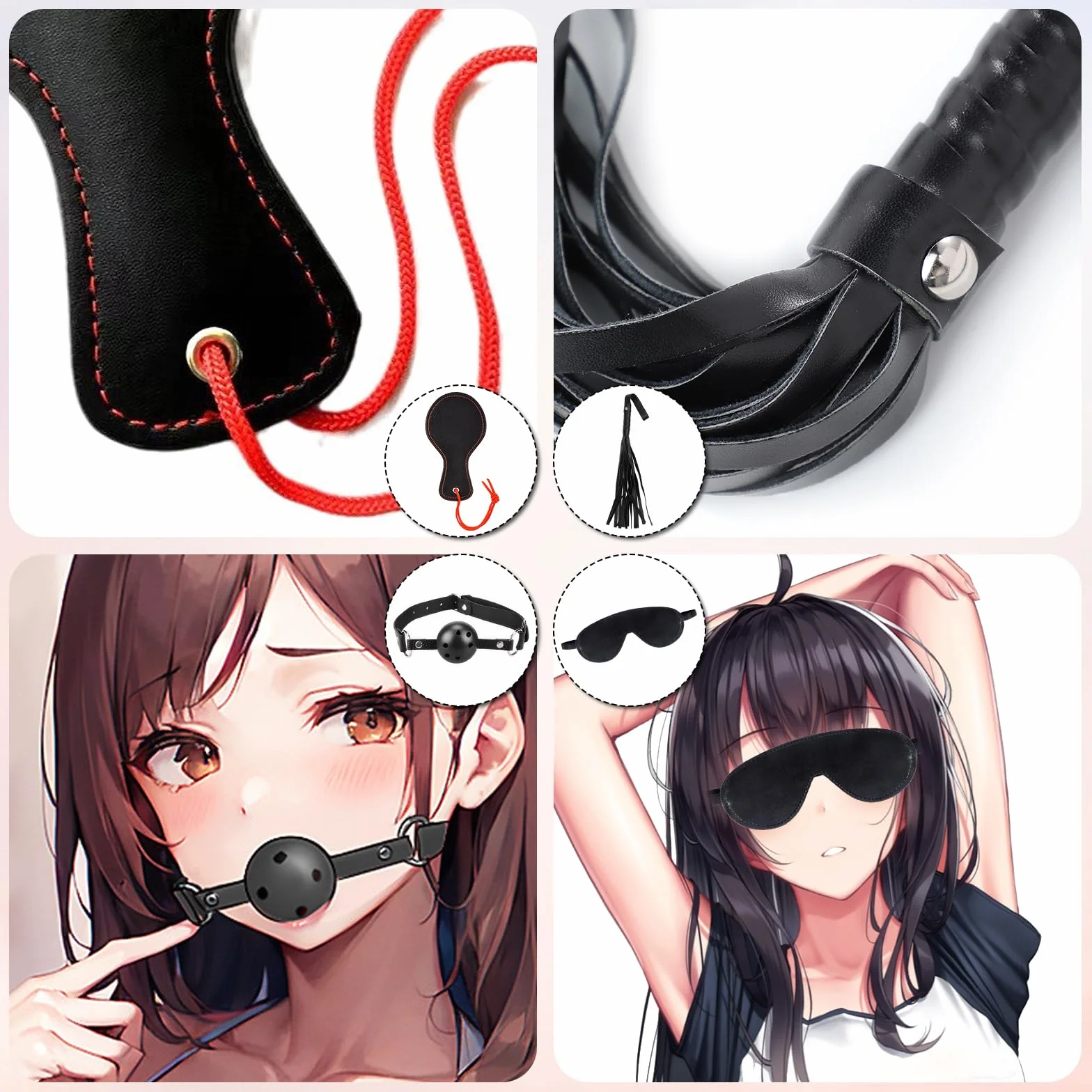 Set Bondage 11 Pezzi BDSM con Manette Caviglia Morsetti Capezzoli Sex Toys Erotici per Coppie