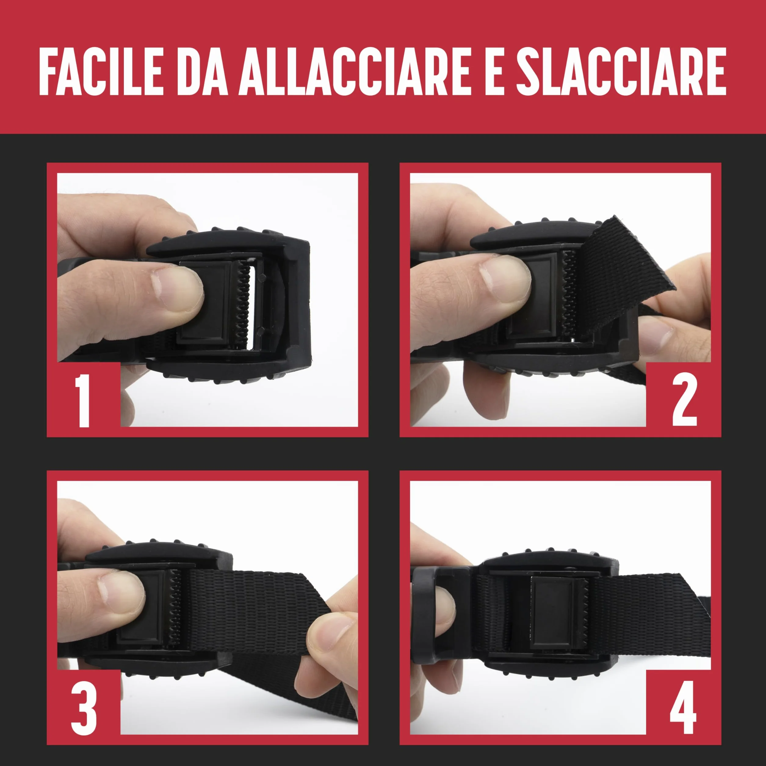 Cinghie di Ancoraggio MAGMA 2 Set Regolabili AntiGraffio per Carichi Bici Kayak Moto Auto 3m Nero