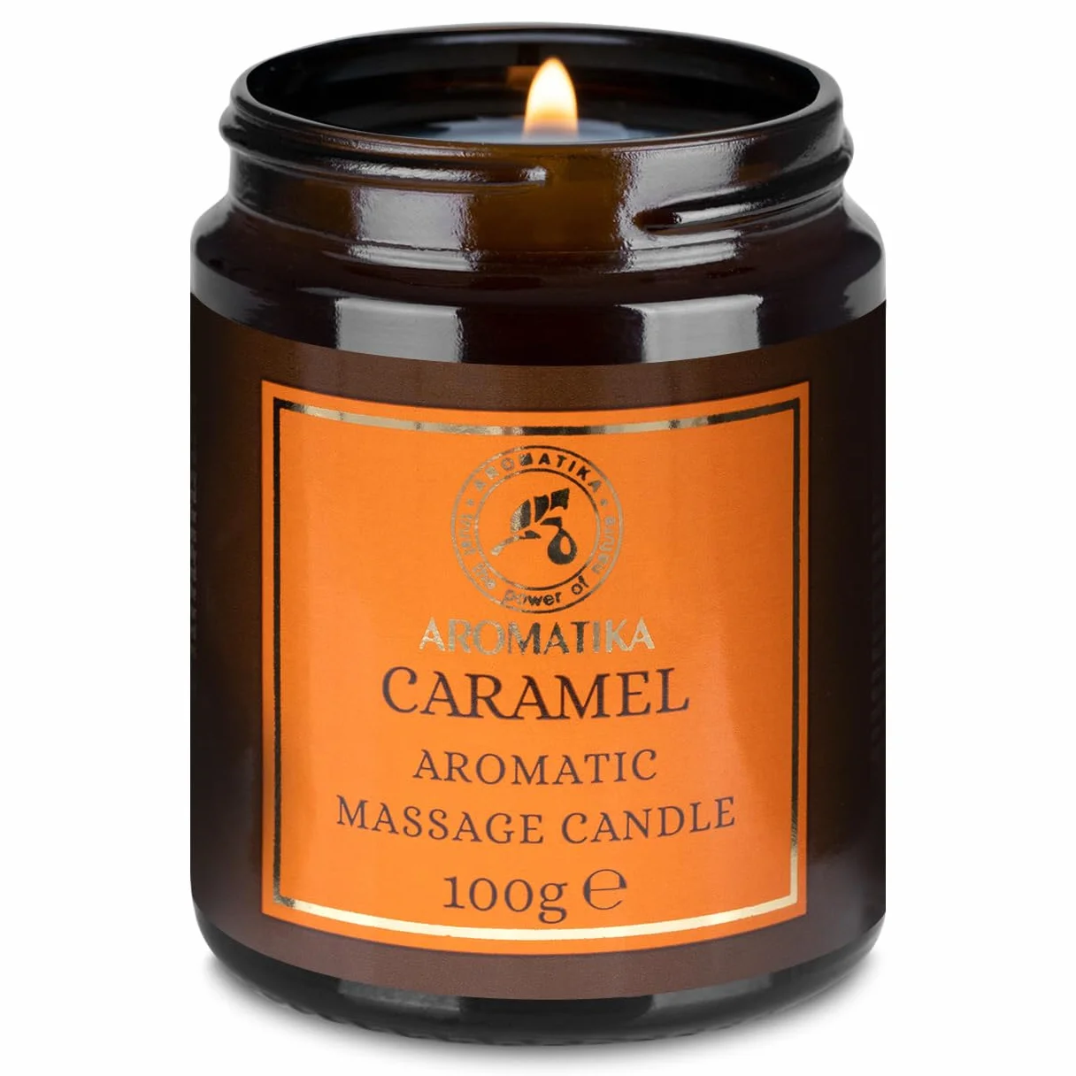 Candela da Massaggio Caramello 100g Cera di Soia Oli Cocco Mandorle Vaniglia Aromaterapia
