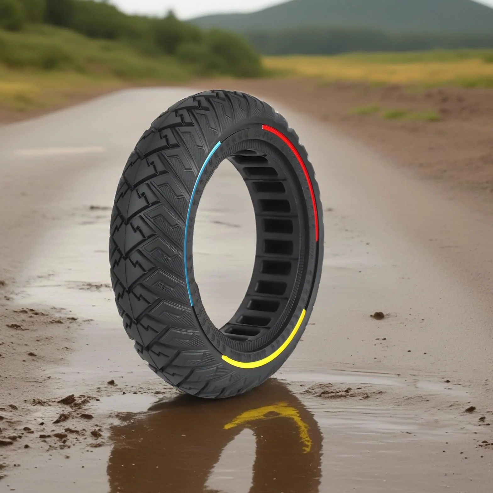 250x64 Pneumatici in gomma piena per monopattino elettrico - 10 pollici, pneumatici di ricambio per fuoristrada con cerchio tricolore per gli scooter elettrici Xiaomi 4 Ultra e Navee S65