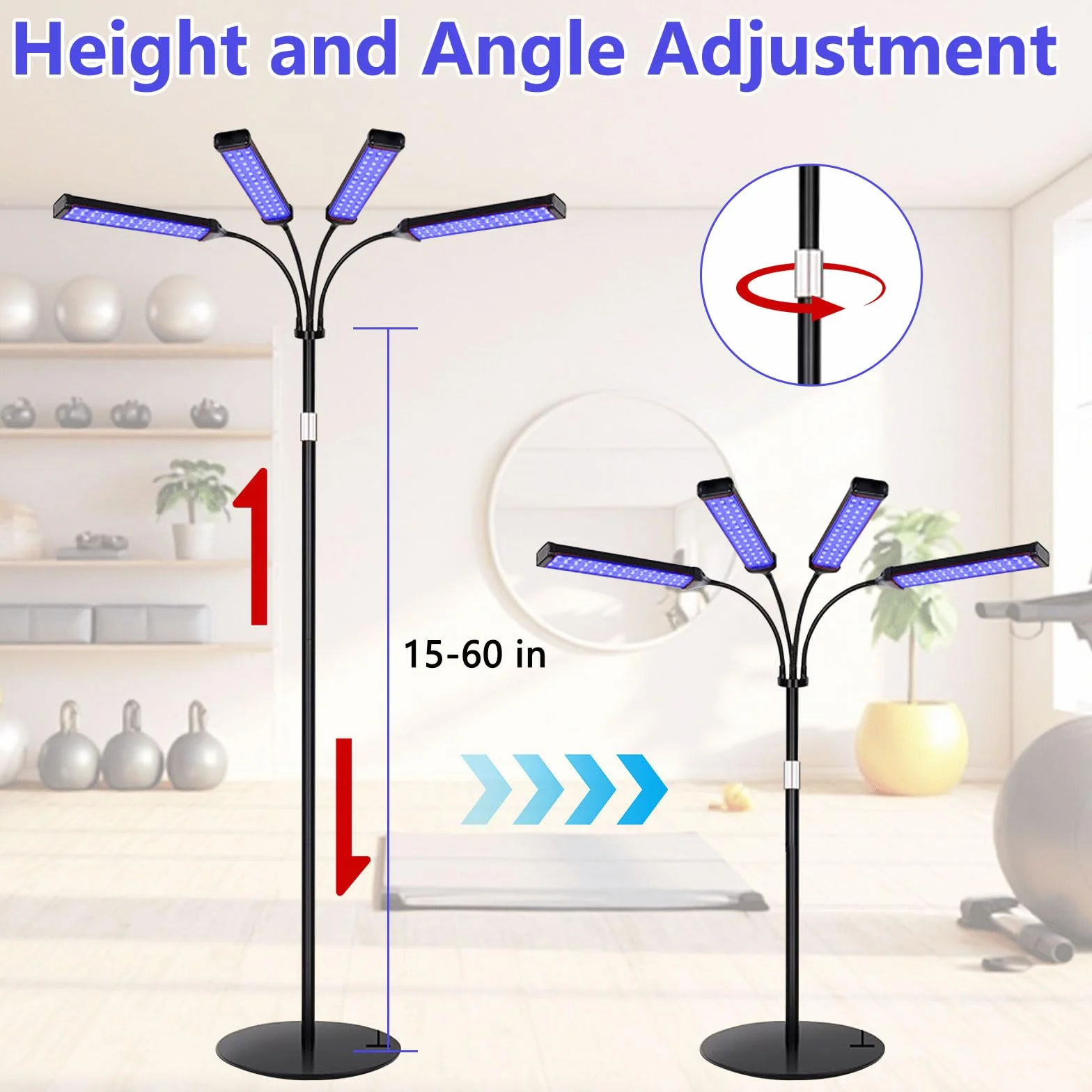 Solarium per la casa 420 LED 660 nm 850 nm 4 teste regolabili 3 modalità 5 livelli lampada abbronzante viso corpo