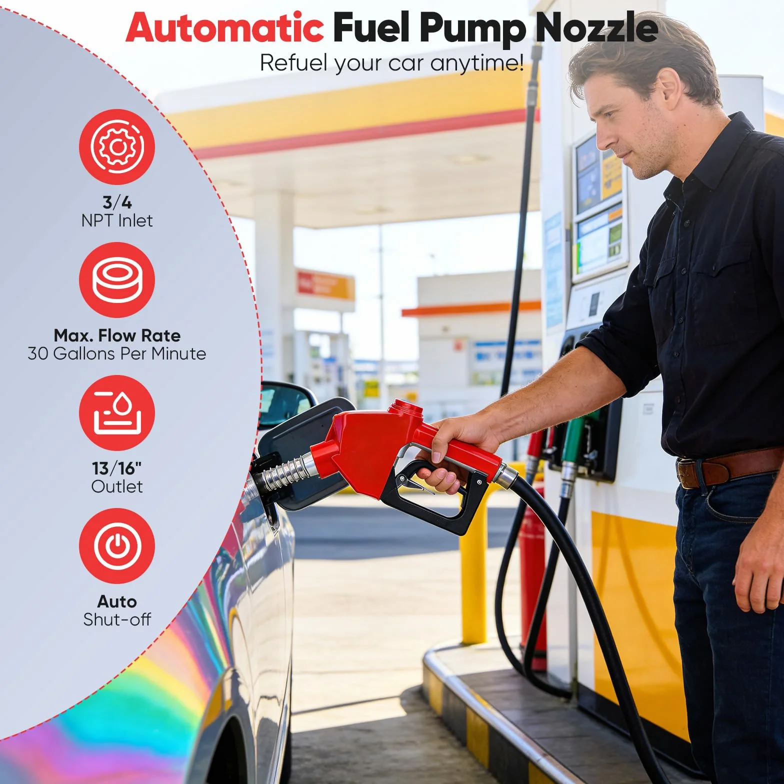 Pistola Automatica per gasolio, Pistola per Carburante con Ingresso NPT da 3/4" per gasolio da Riscaldamento e Diesel Pompa Diesel autoadescante con 3 impostazioni di Portata