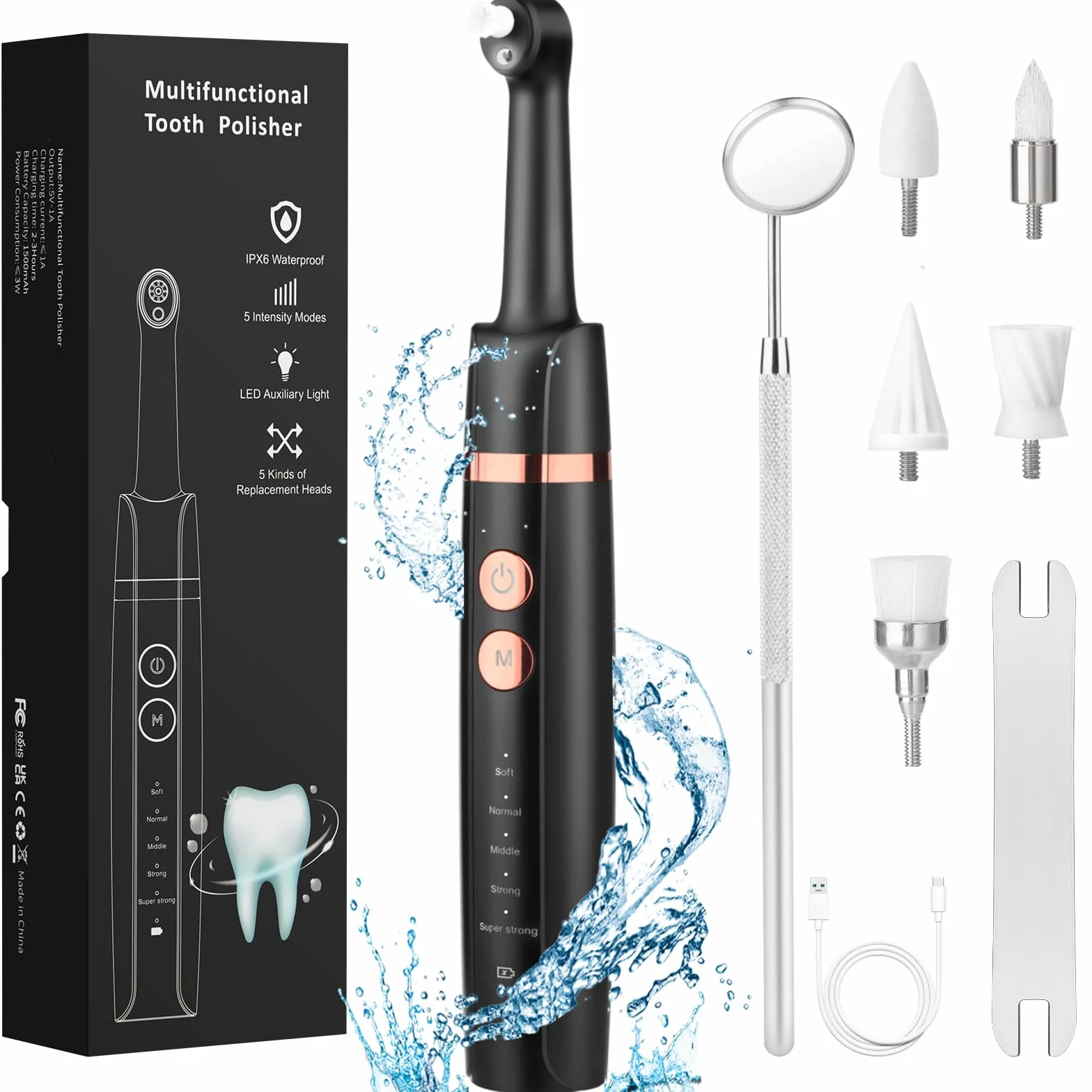 Set di Sbiancamento Denti Rimuovi Tartaro Kit Pulizia Lucidatrice Elettrica per Ridurre Placca