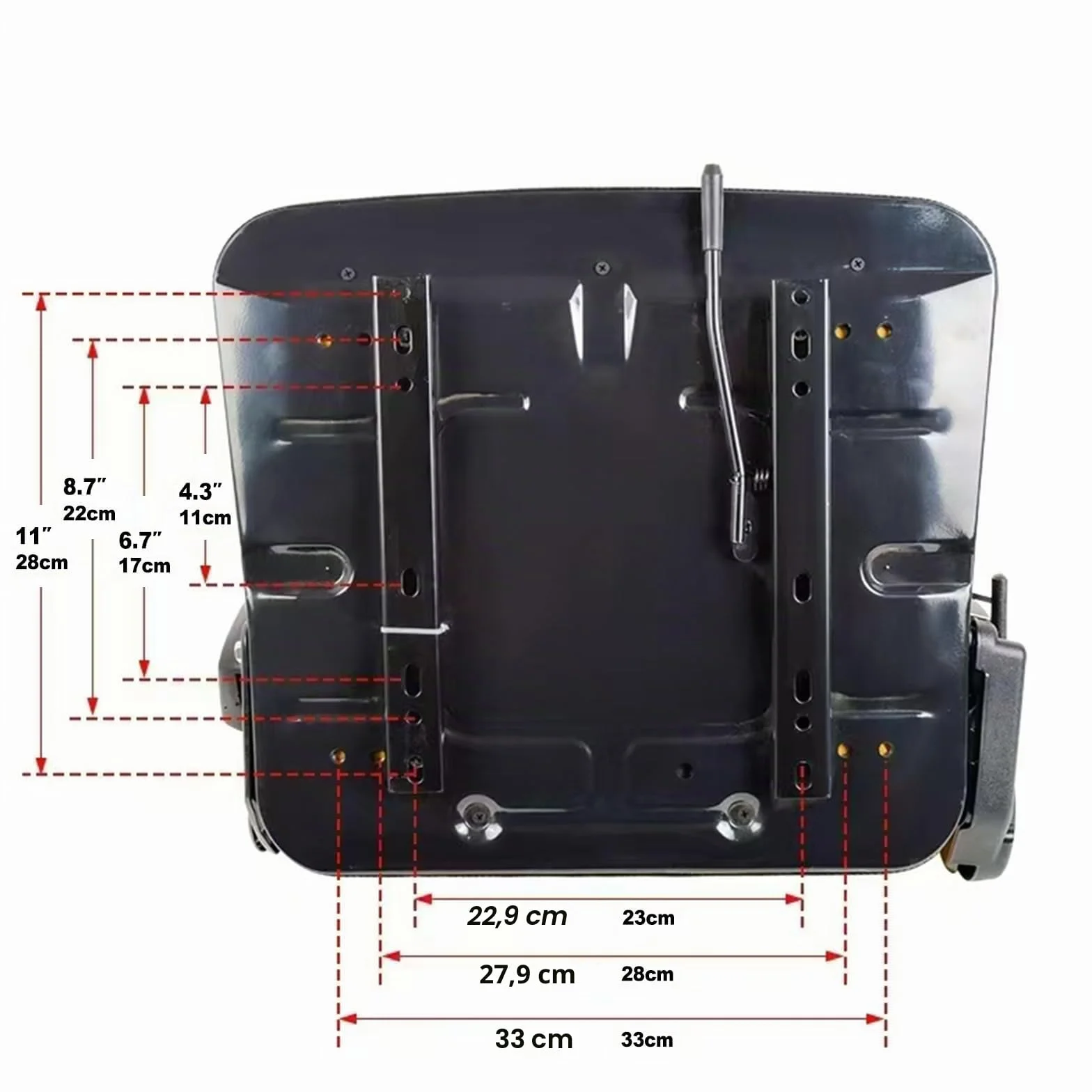 Sedile per carrello elevatore universale regolabile con cintura di sicurezza e bracciolo, schienale regolabile e guida scorrevole in PVC impermeabile, sedile per tosaerba per trattore, ruspa, carrello