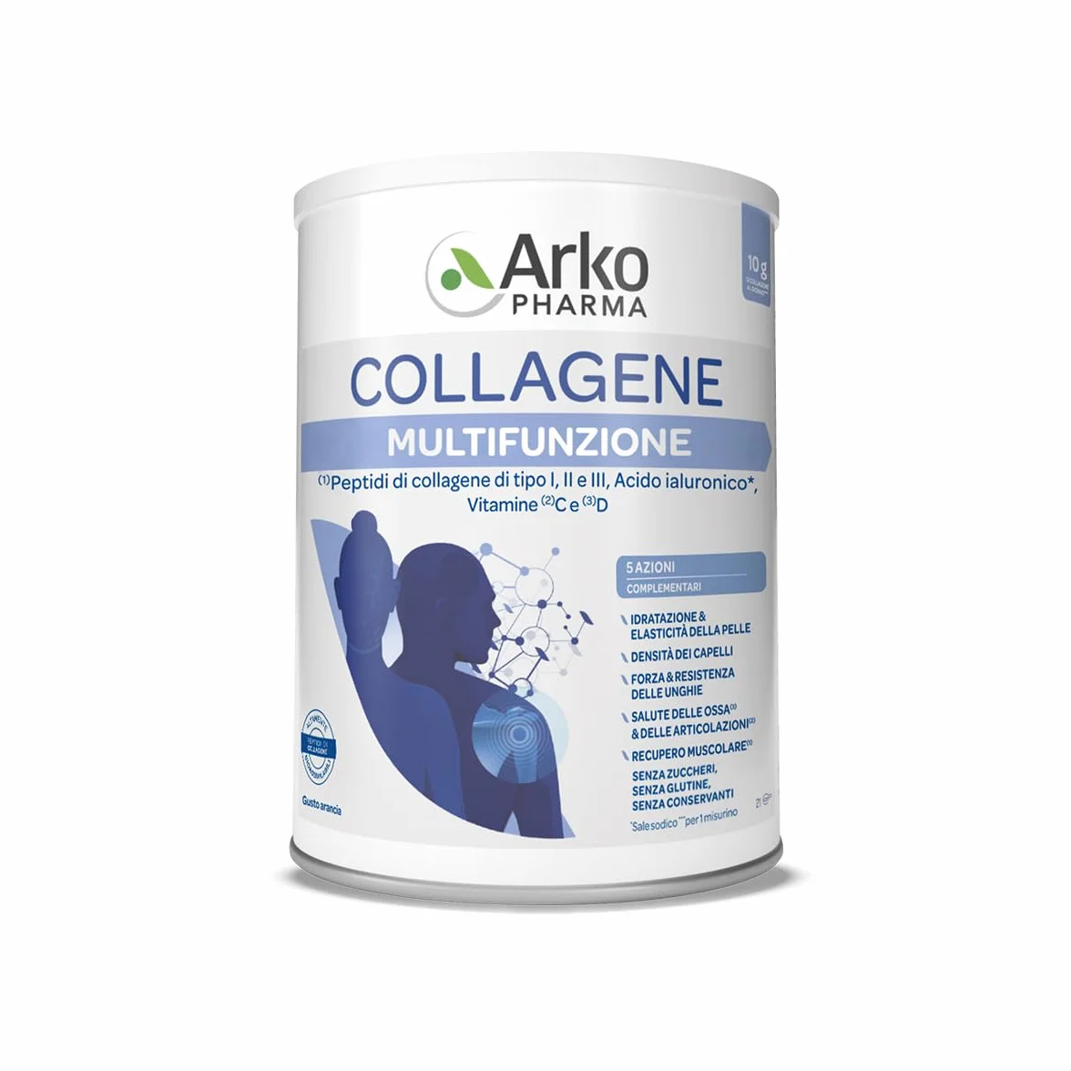 Arkopharma Collagene Multifunzione Integratore Alimentare Polvere Peptidi Collagene I II III Acido Ialuronico Vitamine C D 260g