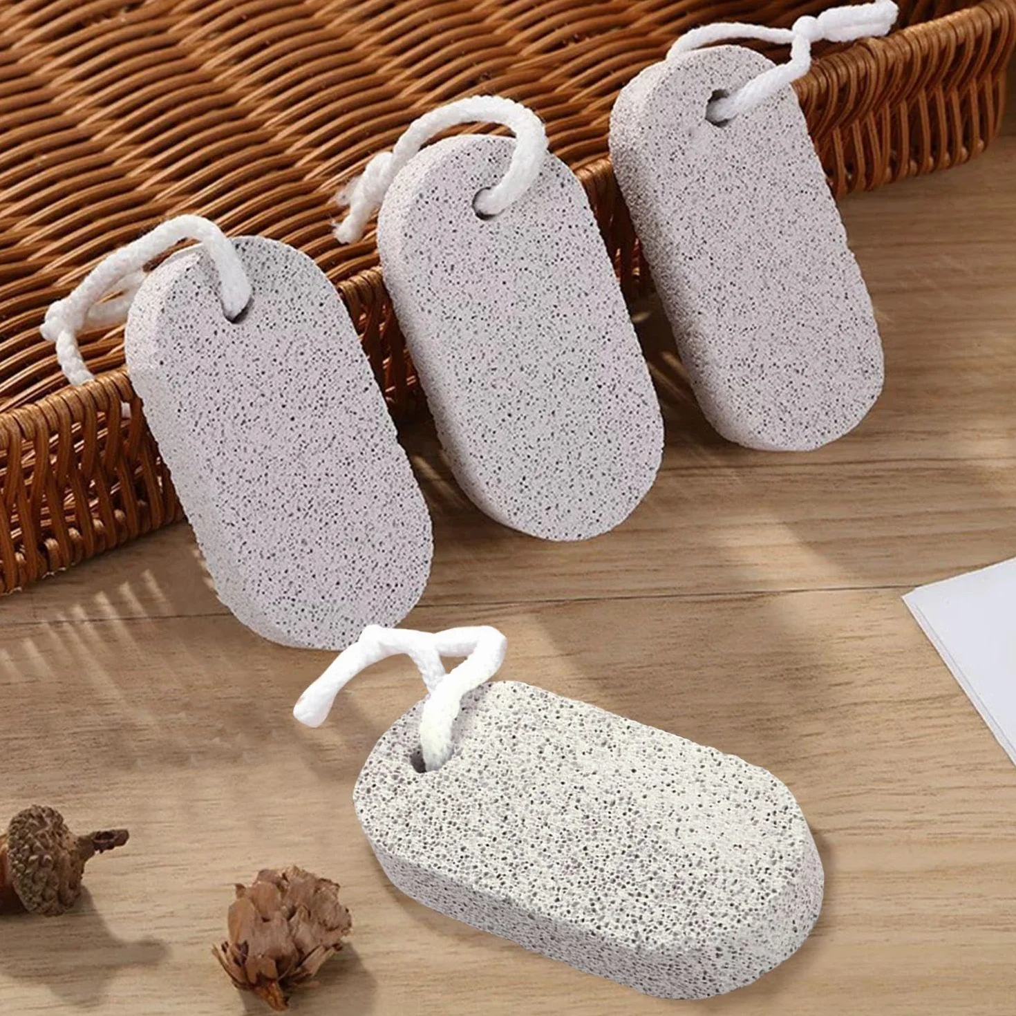 Strumenti di Pedicure, Accessori per la Cura del Piede, 4 Pezzi di Pietra Ovale e 2 Ganci