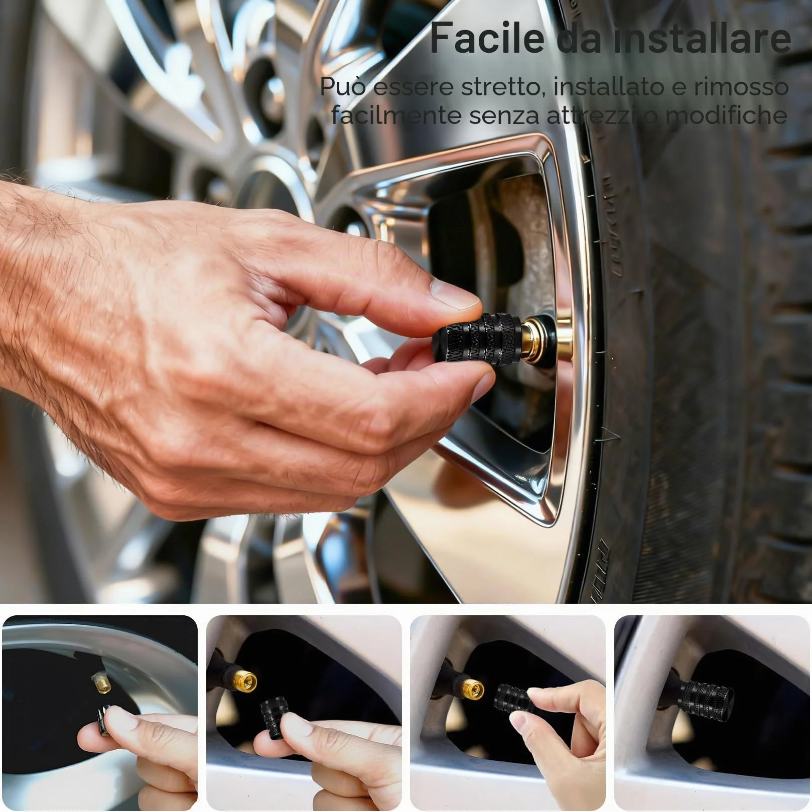 Tappini Gomme Auto Neri, Tappi Valvole Pneumatici per Auto Moto Biciclette Camion - 10 Pezzi