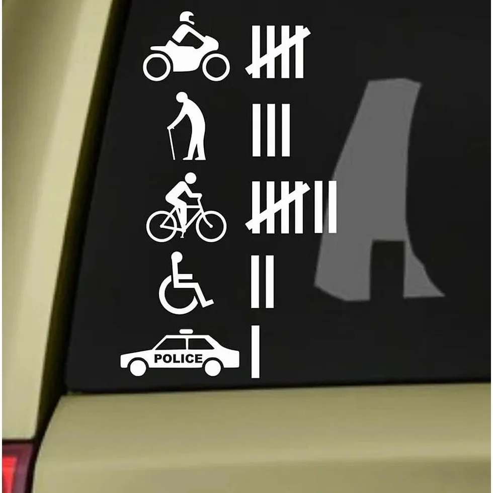 Adesivo umoristico per auto, 9 x 5,3 cm, motivo: incidente Count, divertente per auto, in vinile durevole e impermeabile