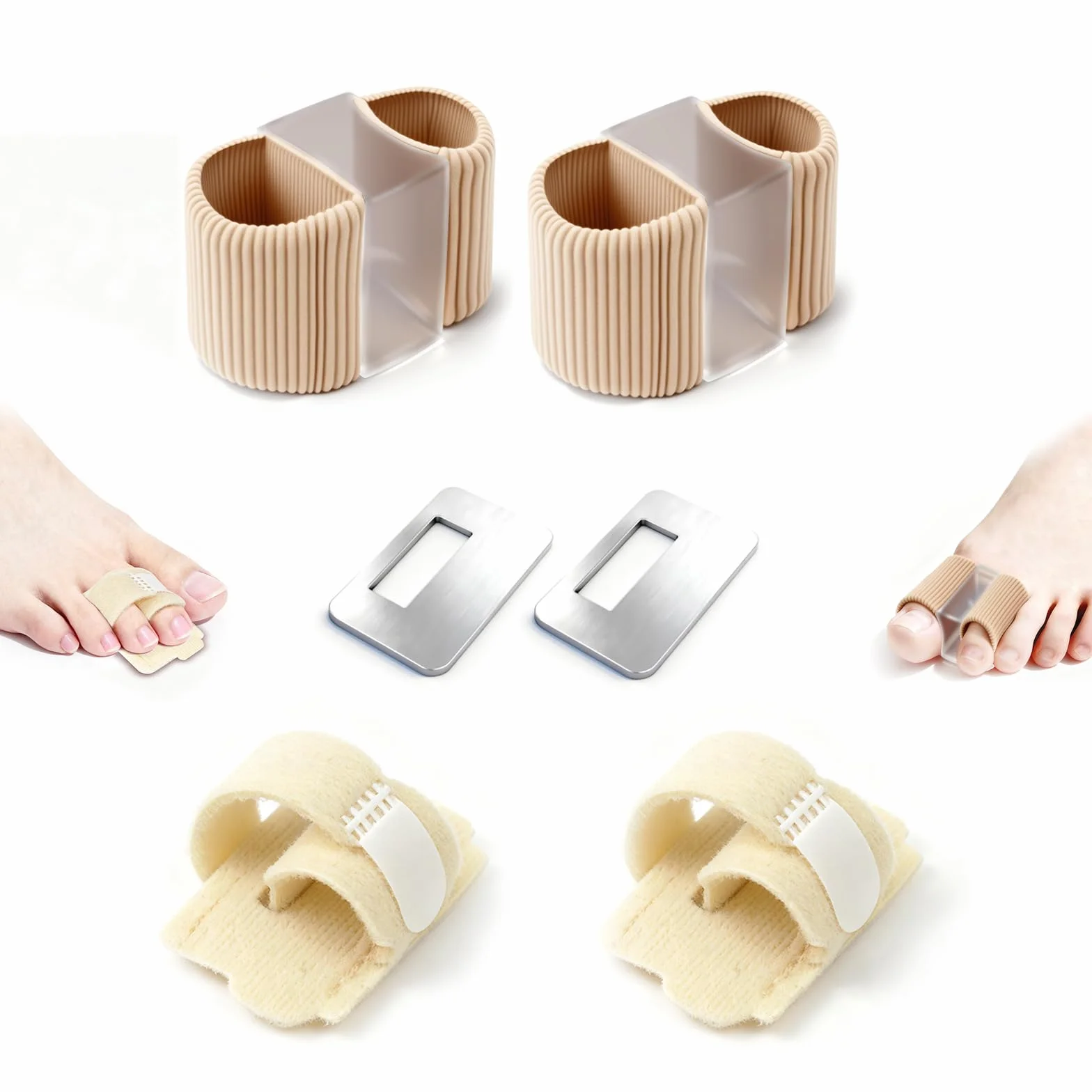 Separatore dita Piede Silicone, Correttore Alluce Valgo Dito a Martello, 4 Pezzi Donna Uomini