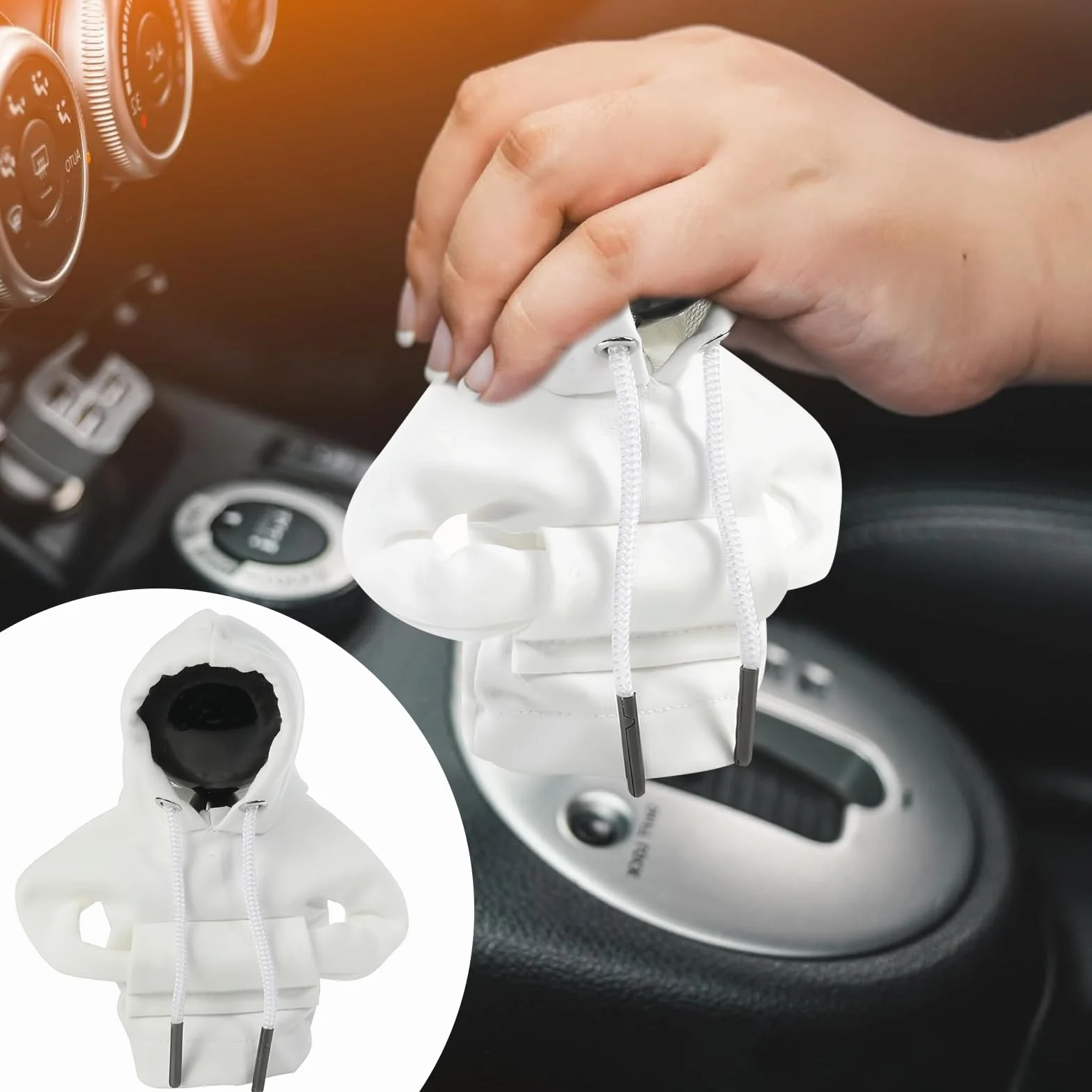 Car Gear Shift Knob Cover, Car Gear Shift Cover, Universal Car Gear Shift Cover, Car Gear Shift Cover, Car Gear Shift Cover, Suitable for Car, Truck, SUV, Camper (White)