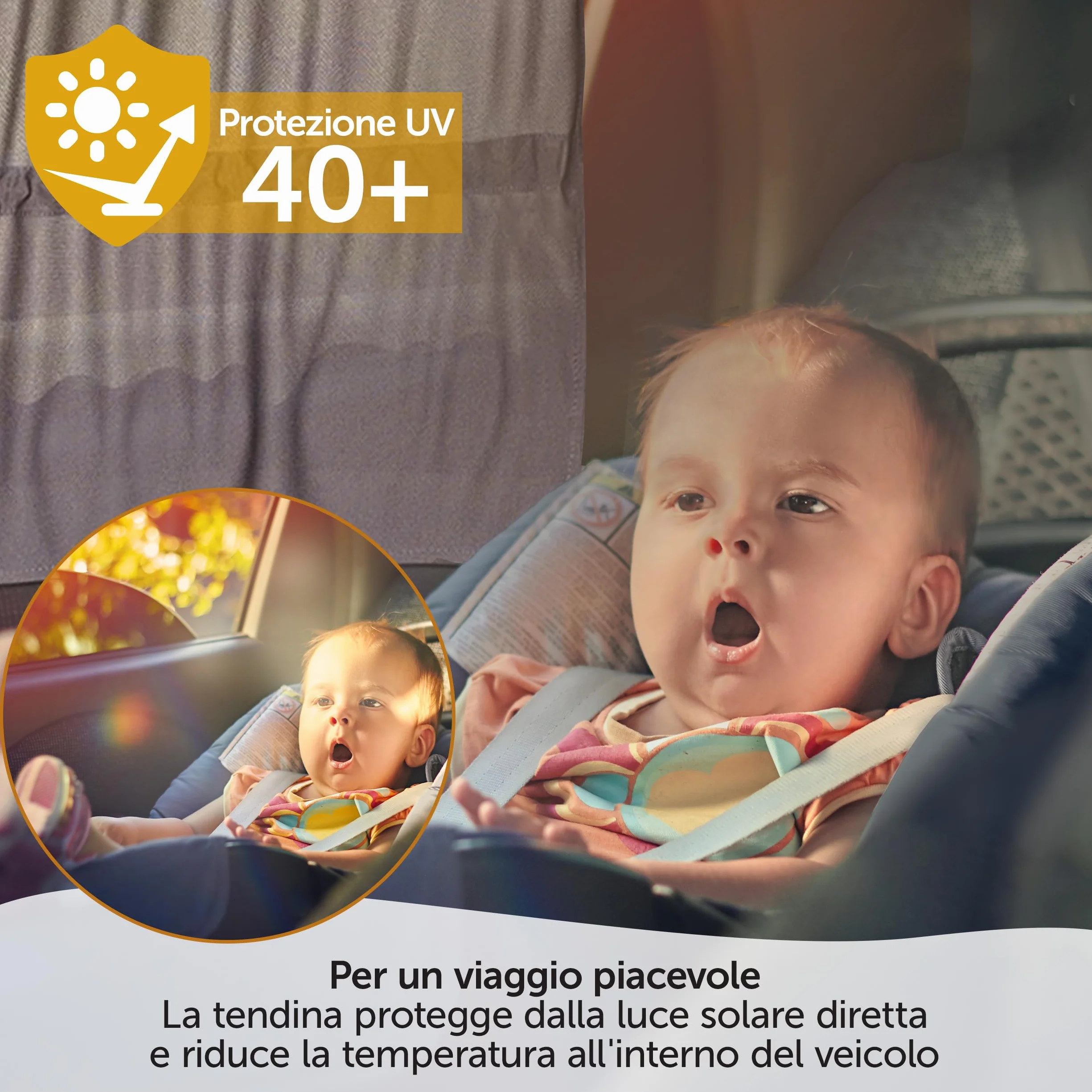 Zamboo - Tendine Parasole Auto Bambini con Ventosa, Protezione UV - 68 x 50 cm XXL - Tendine Auto Finestrini Laterali Grandi Oscuranti- Antracite Nero