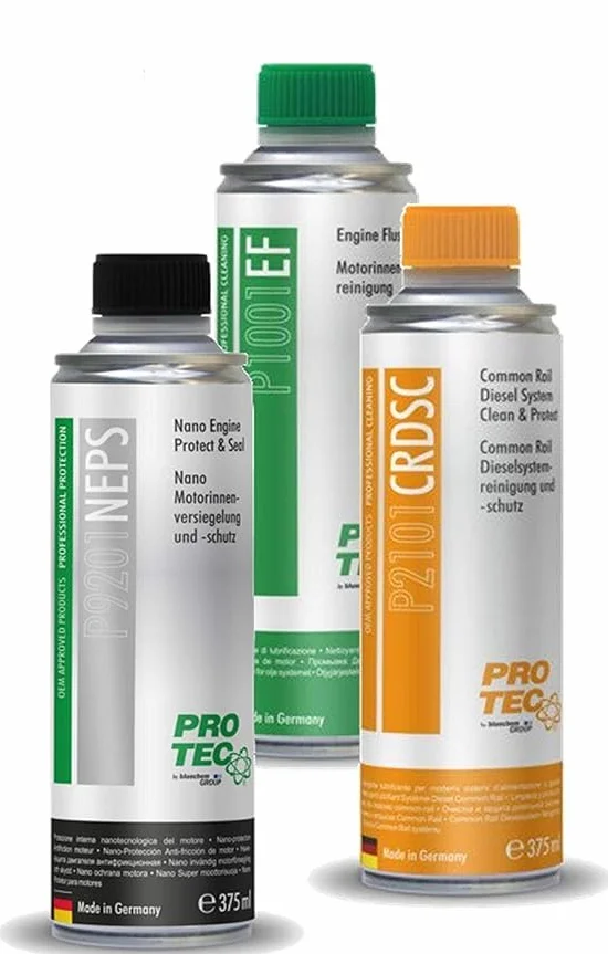 PRO TEC Nano Engine Protect & Seal 375 ml + Engine Flush + Common-Rail Diesel System Clean & Protect