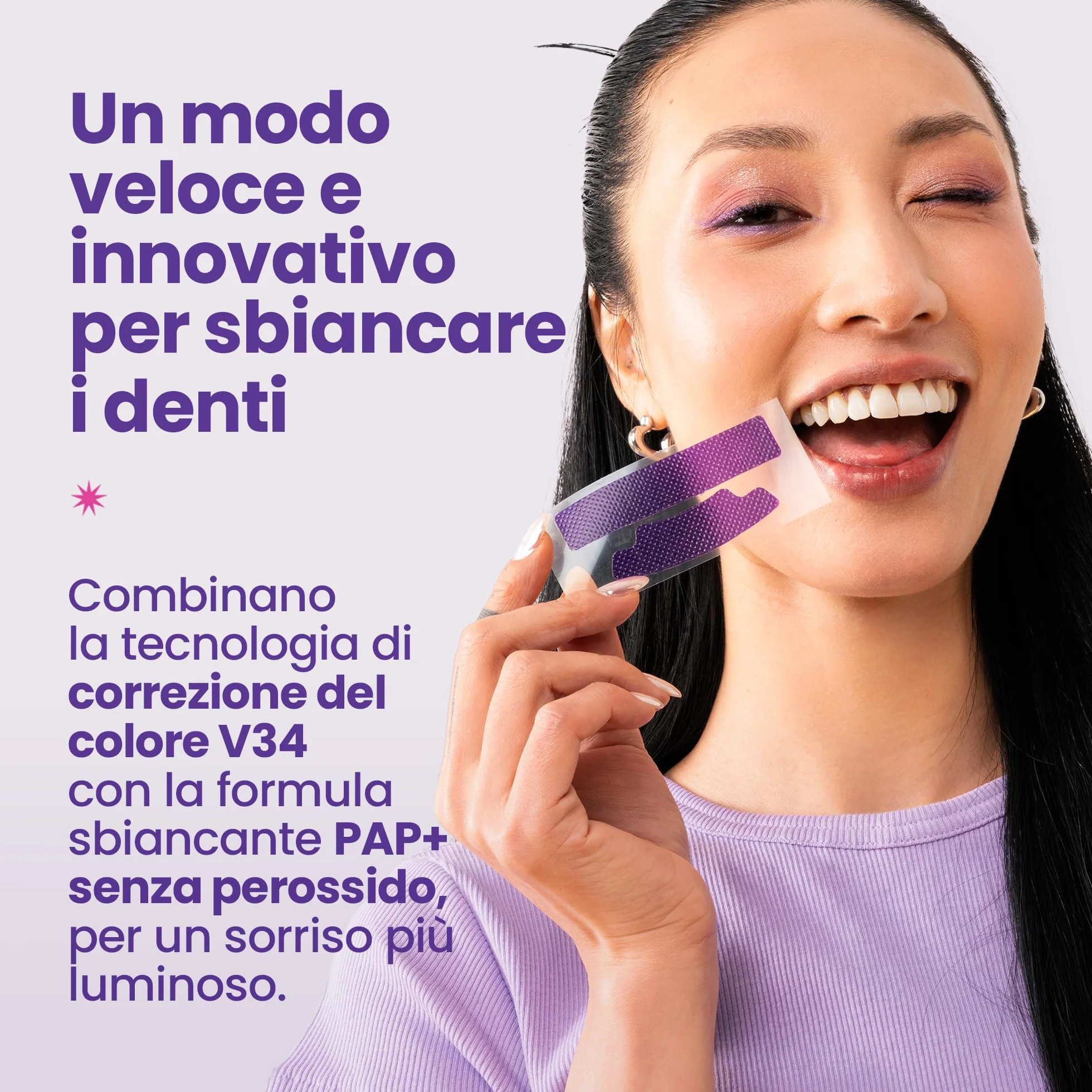 ESMILE 42 Strisce Sbiancanti Denti Professionali Viola - Sbiancamento Denti Rapido a Casa per Macchie da Caffè, Vino, Fumo