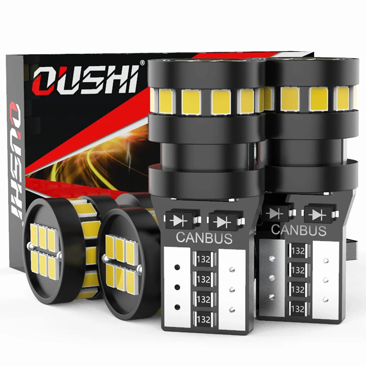 OUSHI W5W T10 LED Canbus 194 168 2825 501 12V 6500K Xenon Bianca Confezione Da 4
