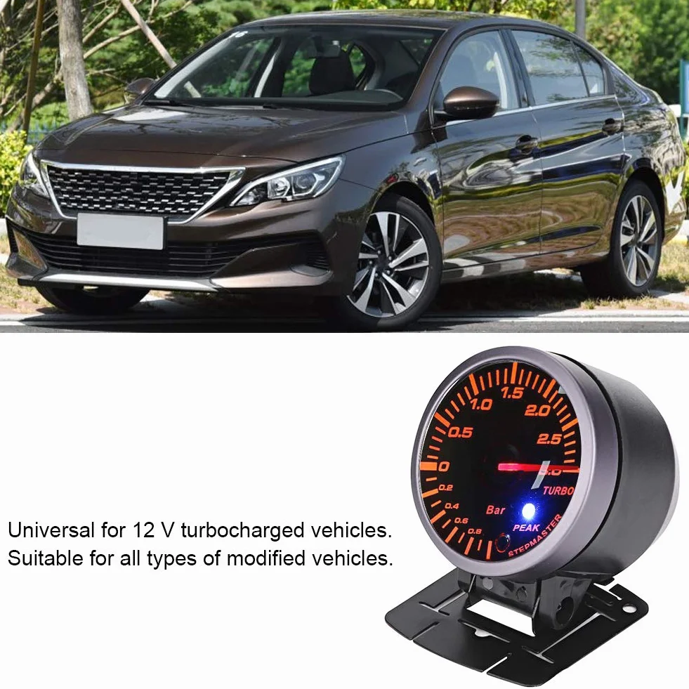 turbo gauge + Manometro Turbo Boost, 2.5 pollici 60mm 3.0 Bar LED Modifica auto Turbo Boost Indicatore misuratore DC12V