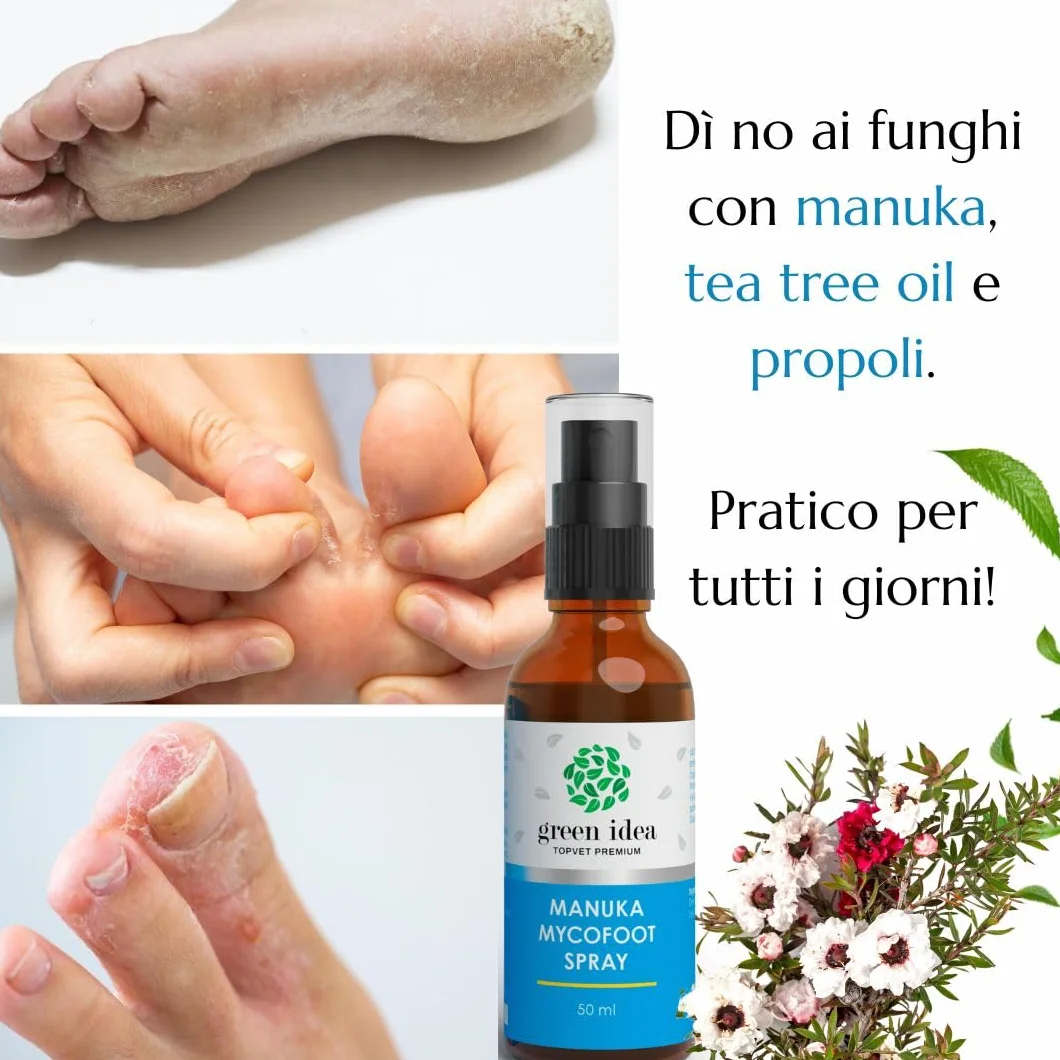 Green Idea Mycofoot Spray Piedi Antiodore Antibatterico - Tea Tree Manuka Propoli 50 ml